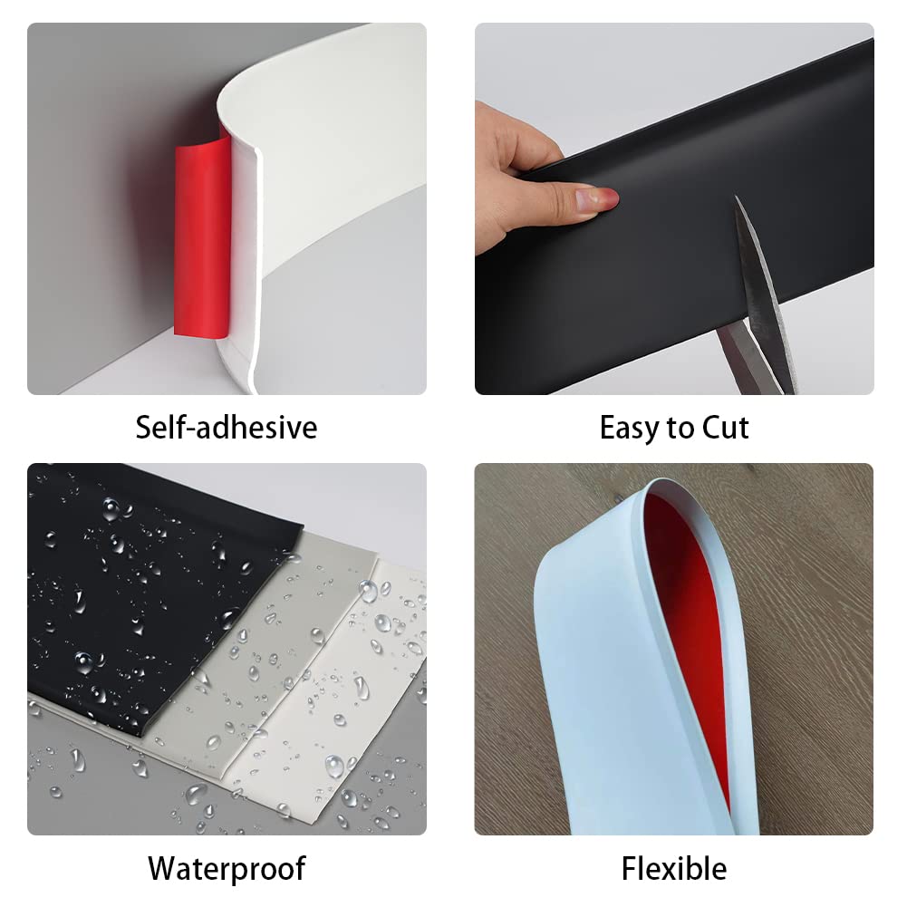 Detalle 2 de Zayejod PVC Self-Adhesive Skirting Board Trim, White, 5 m x 10 cm