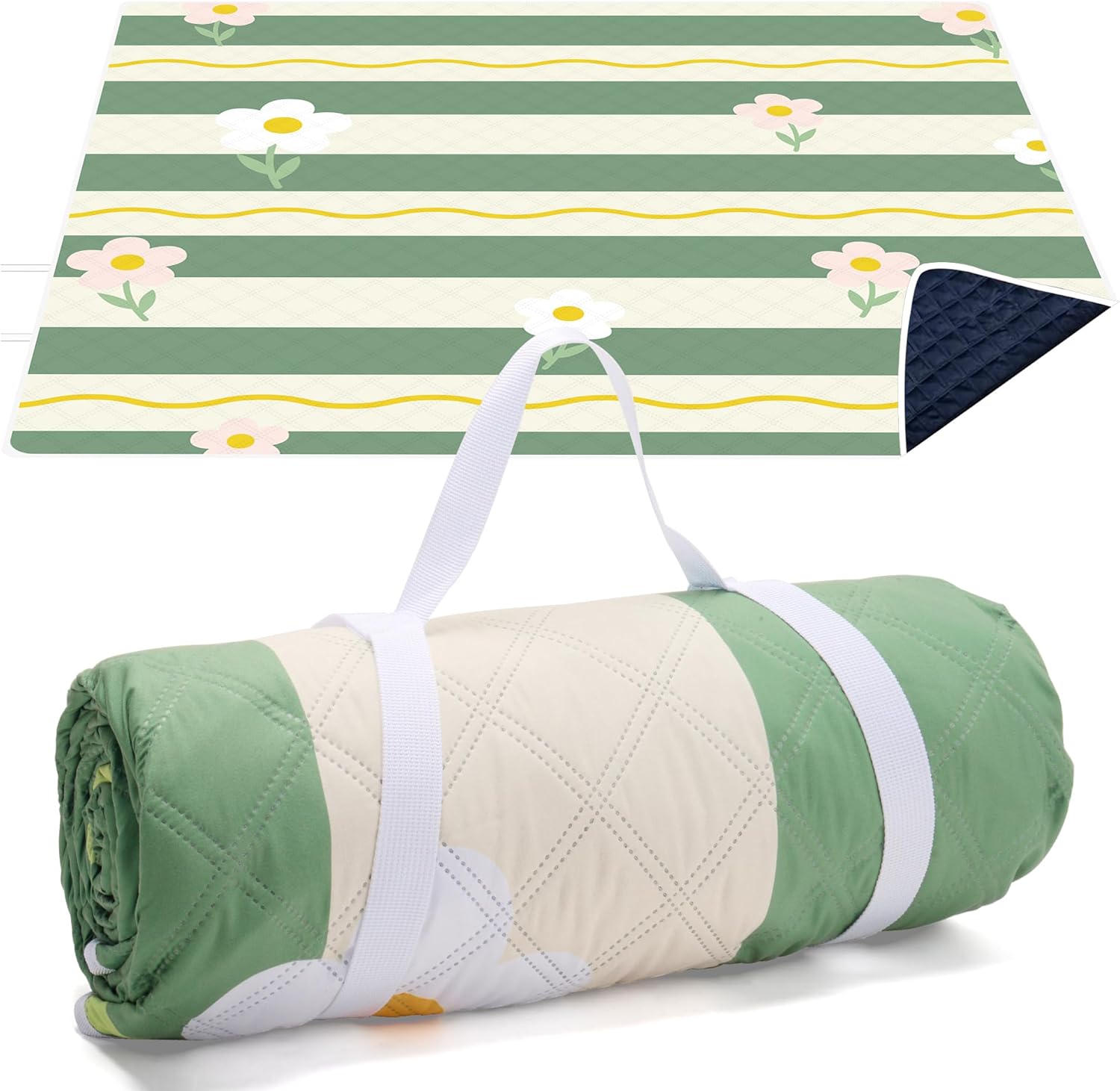 Detalle de LARUTAN Picknickdecke 200x200 cm – wasserdicht, waschbar und faltbar mit Tragegriff