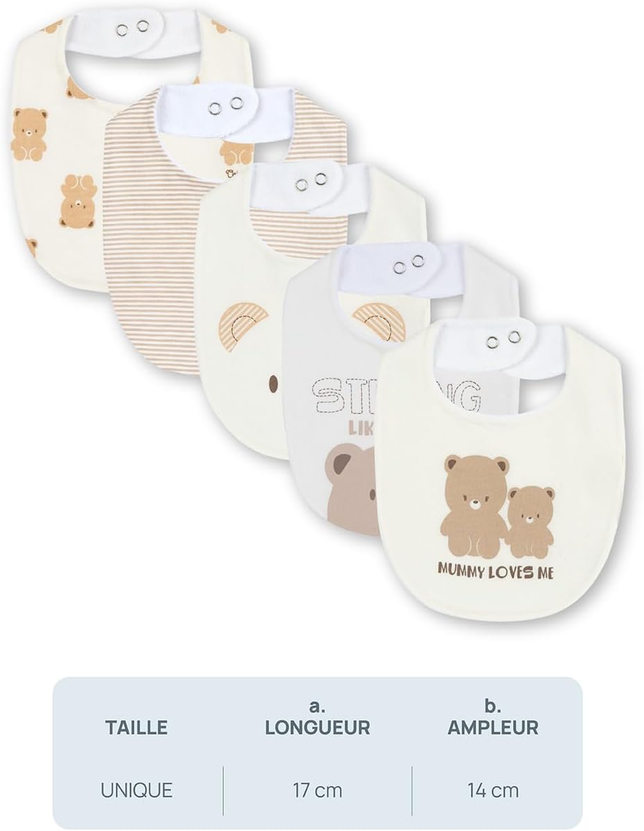 Thumbnail 6 de Chicco Lot de 5 Bavoirs Bébé en Coton Doux – Taille Unique, Design Italie