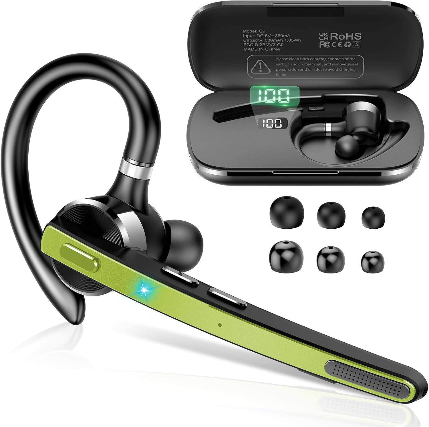 Thumbnail 1 de Bluetooth Headset V5.3 – Dual-Mikrofon, 90 Std Akku, IPX7, APTX, Freisprecheinrichtung mit Ladebox