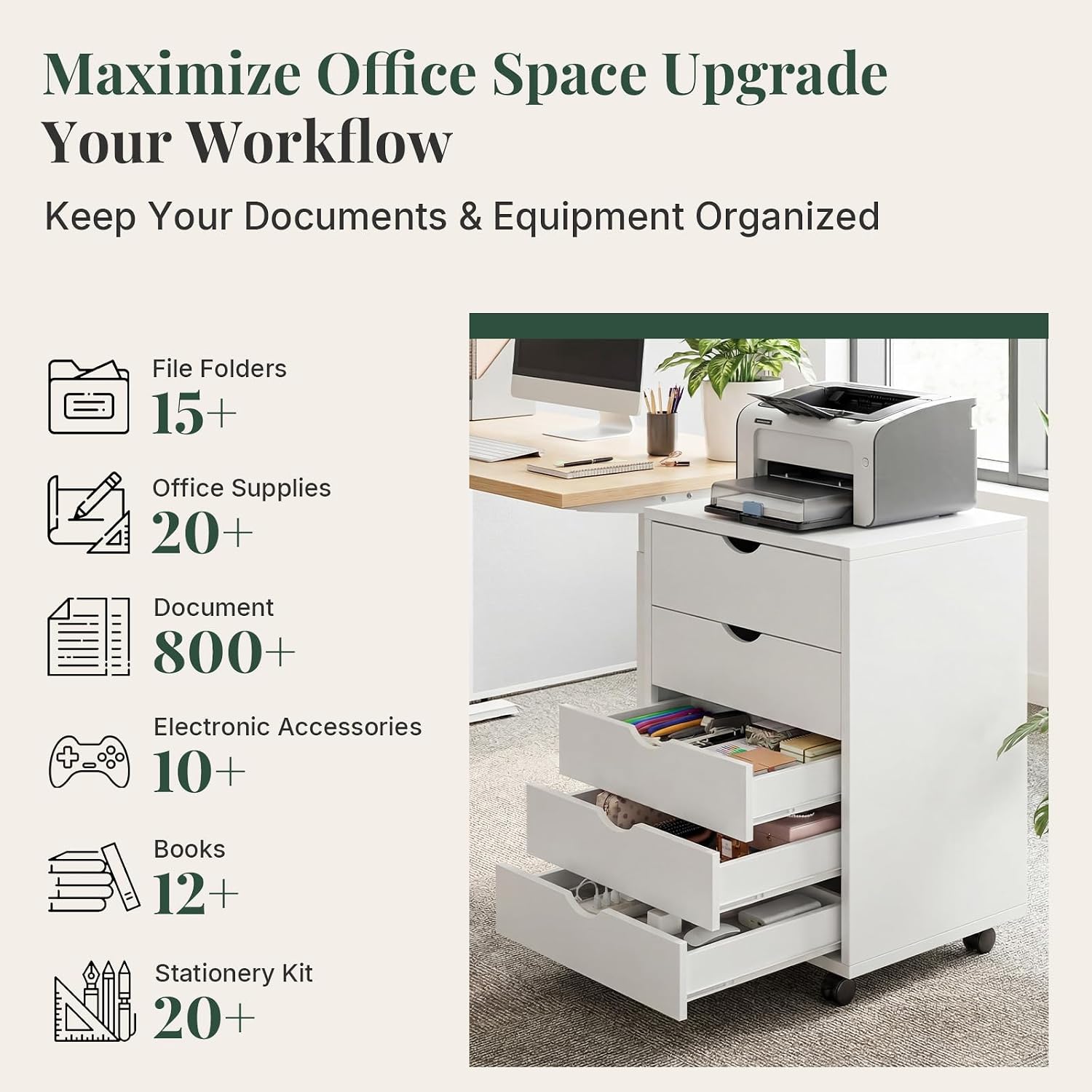 Thumbnail 5 de HAPPYMONT Mobile File Cabinet, 5 Drawers