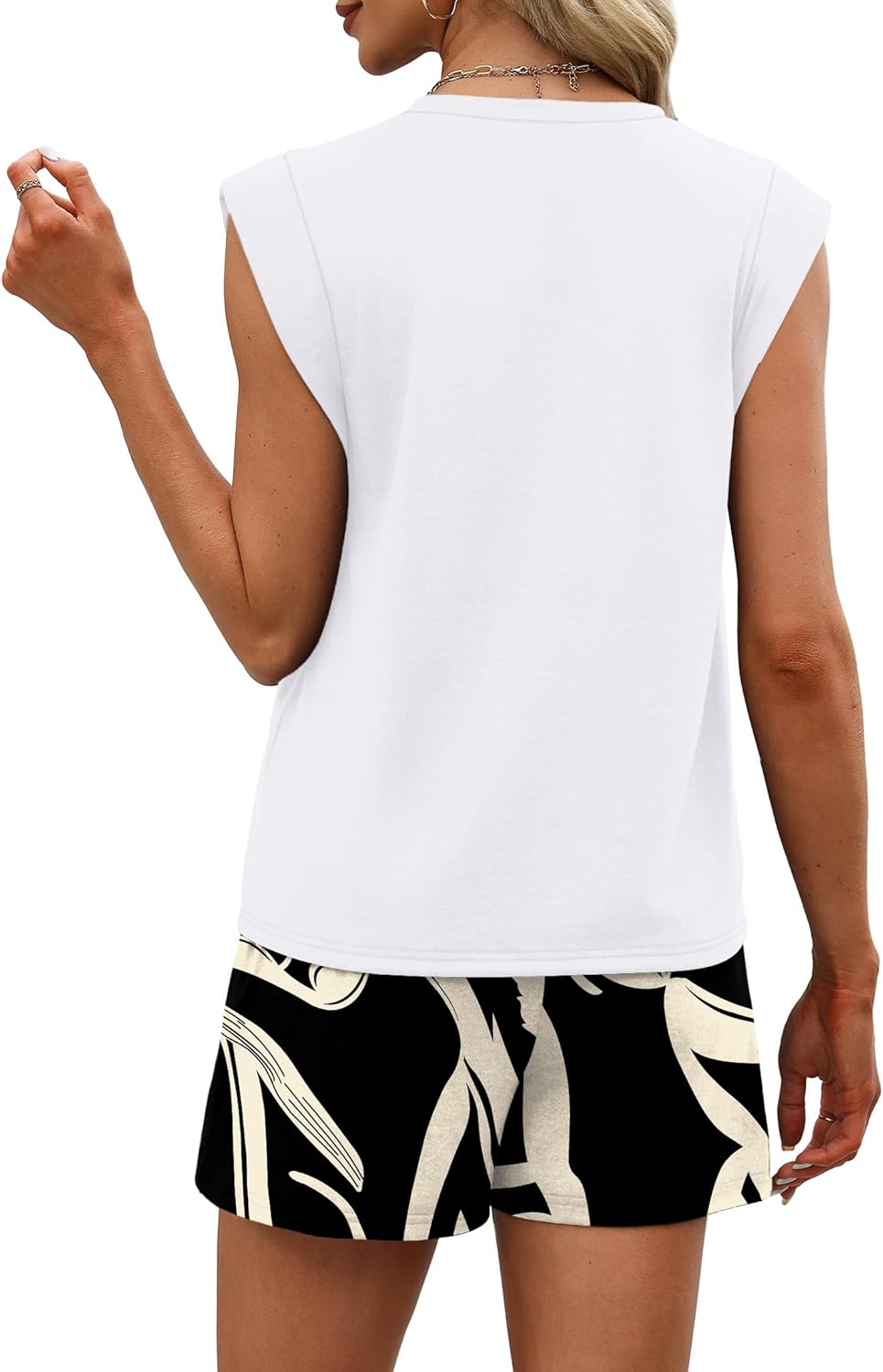Thumbnail 4 de WIHOLL Two-Piece Short Set for Women — Ruched Sleeveless Top and Drawstring Shorts