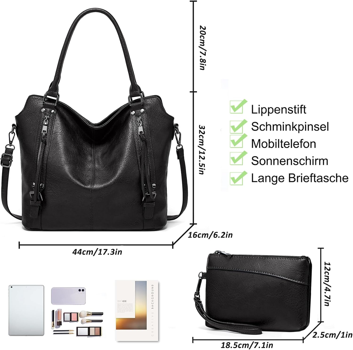 Thumbnail 2 de TANTOMI Handtasche Damen 32x44x16 cm