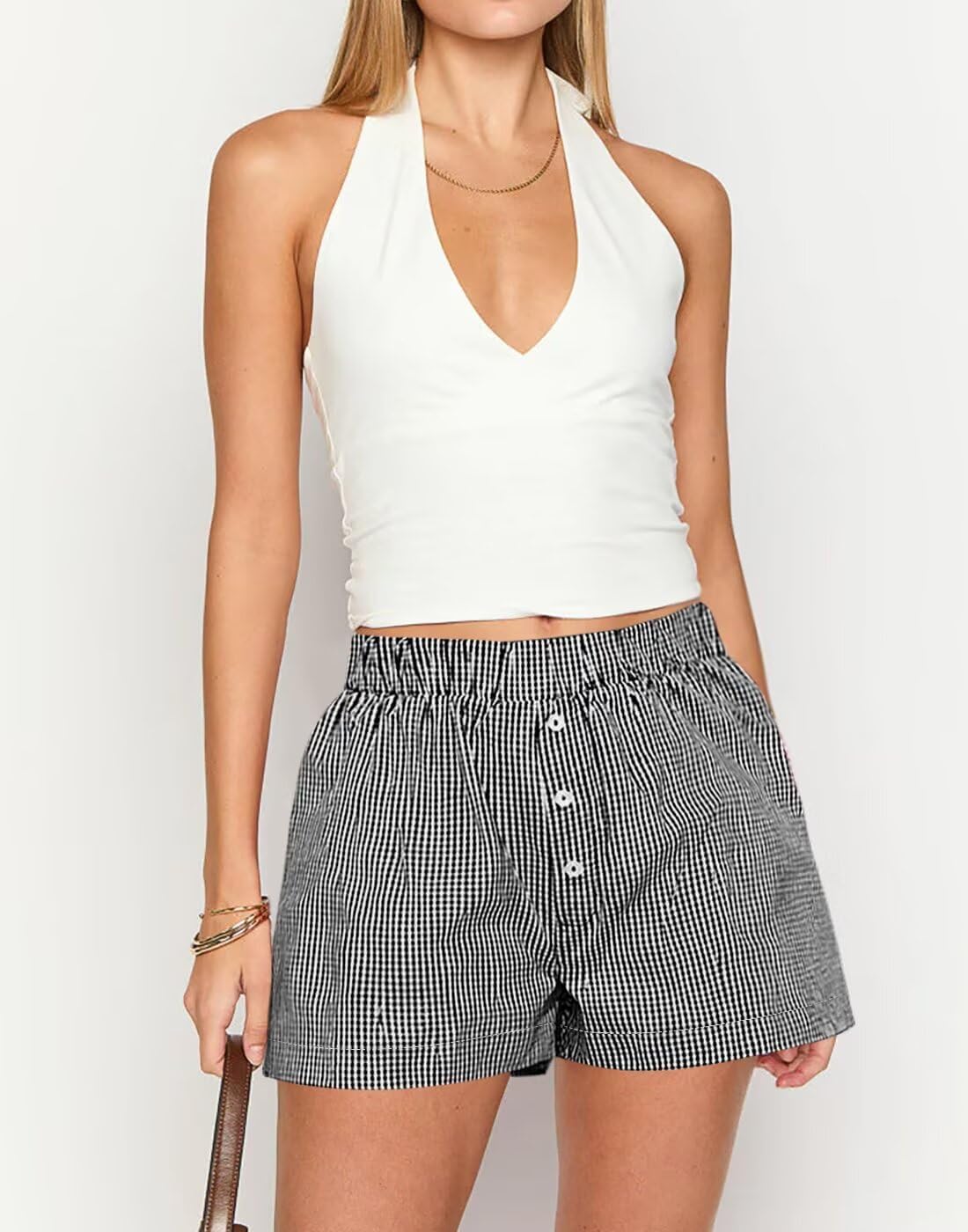 Detalle 2 de LACOZY Womens Boxer Shorts: Casual Summer Cotton Pajama Lounge Bottoms in Gingham