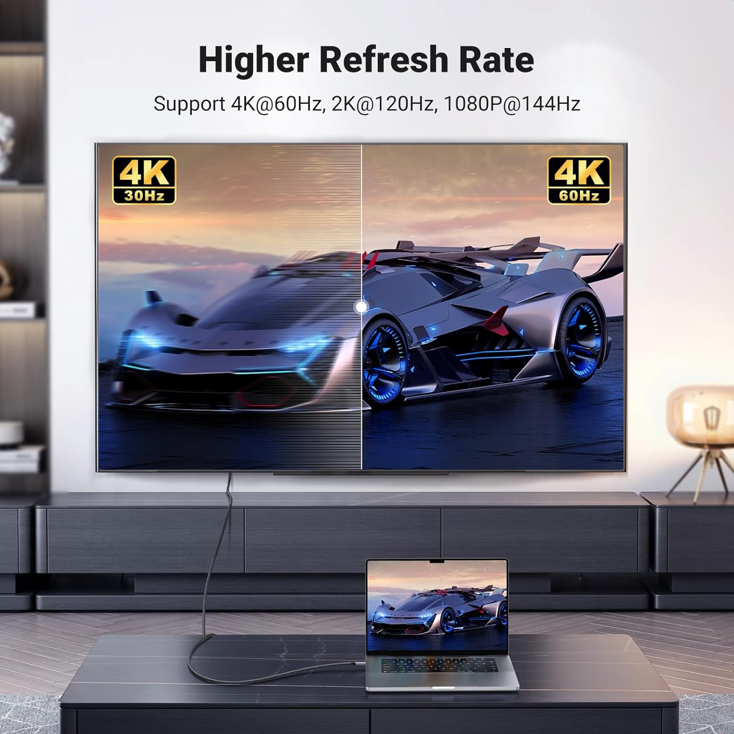 Detalle de UGREEN USB-C auf HDMI Kabel 4K60Hz, 2 m – Thunderbolt 3/USB-C zu HDMI, geflochten, Aluminiumgehäuse