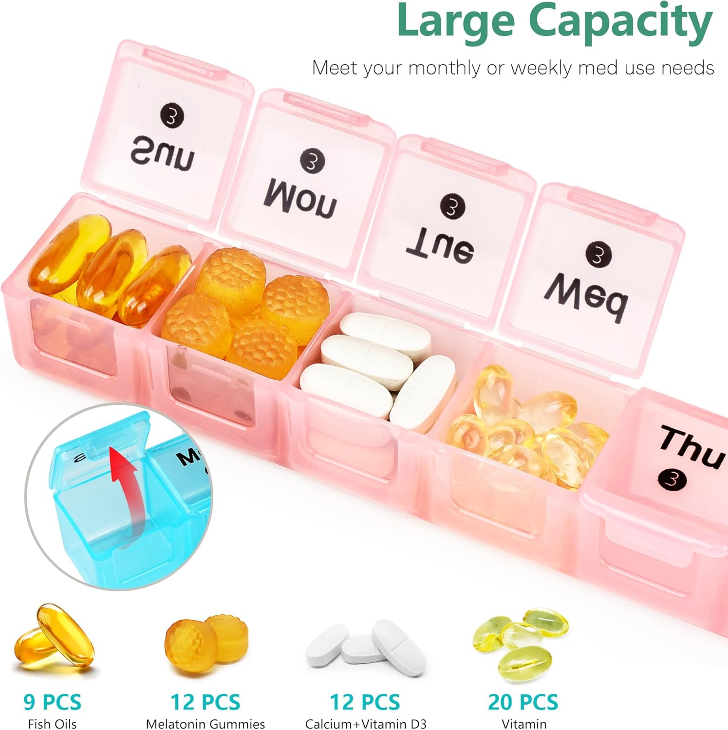 Detalle 2 de FHORAIN Monthly Pill Organiser 23.8 x 14.6 cm