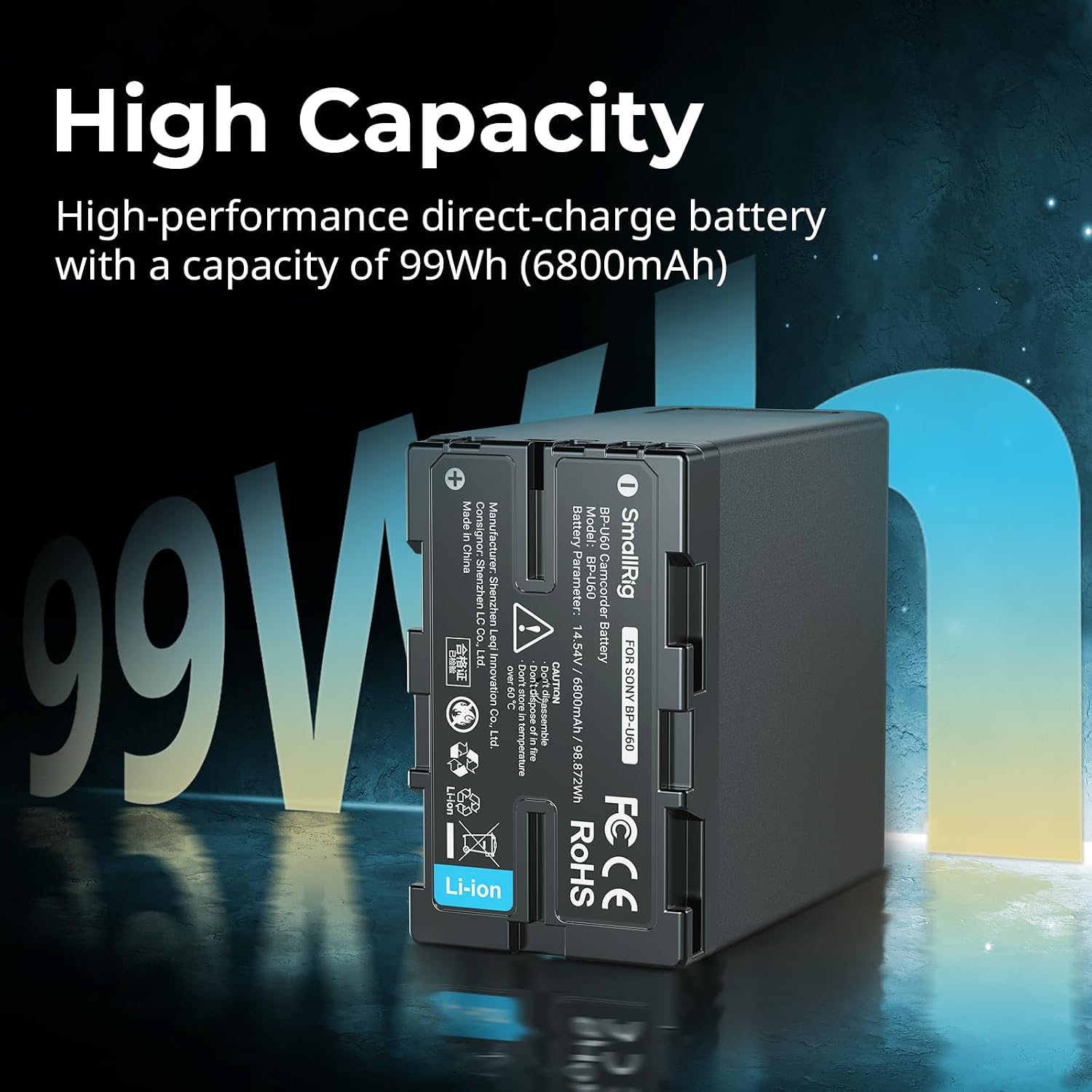 Thumbnail 1 de SmallRig 99Wh / 6800mAh Replacement Battery for Sony BP-U60 (with battery indicator)