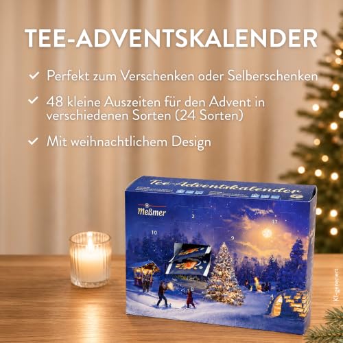 Detalle de Meßmer Tee-Adventskalender 2026 – 24 Türchen mit 48 Teebeuteln