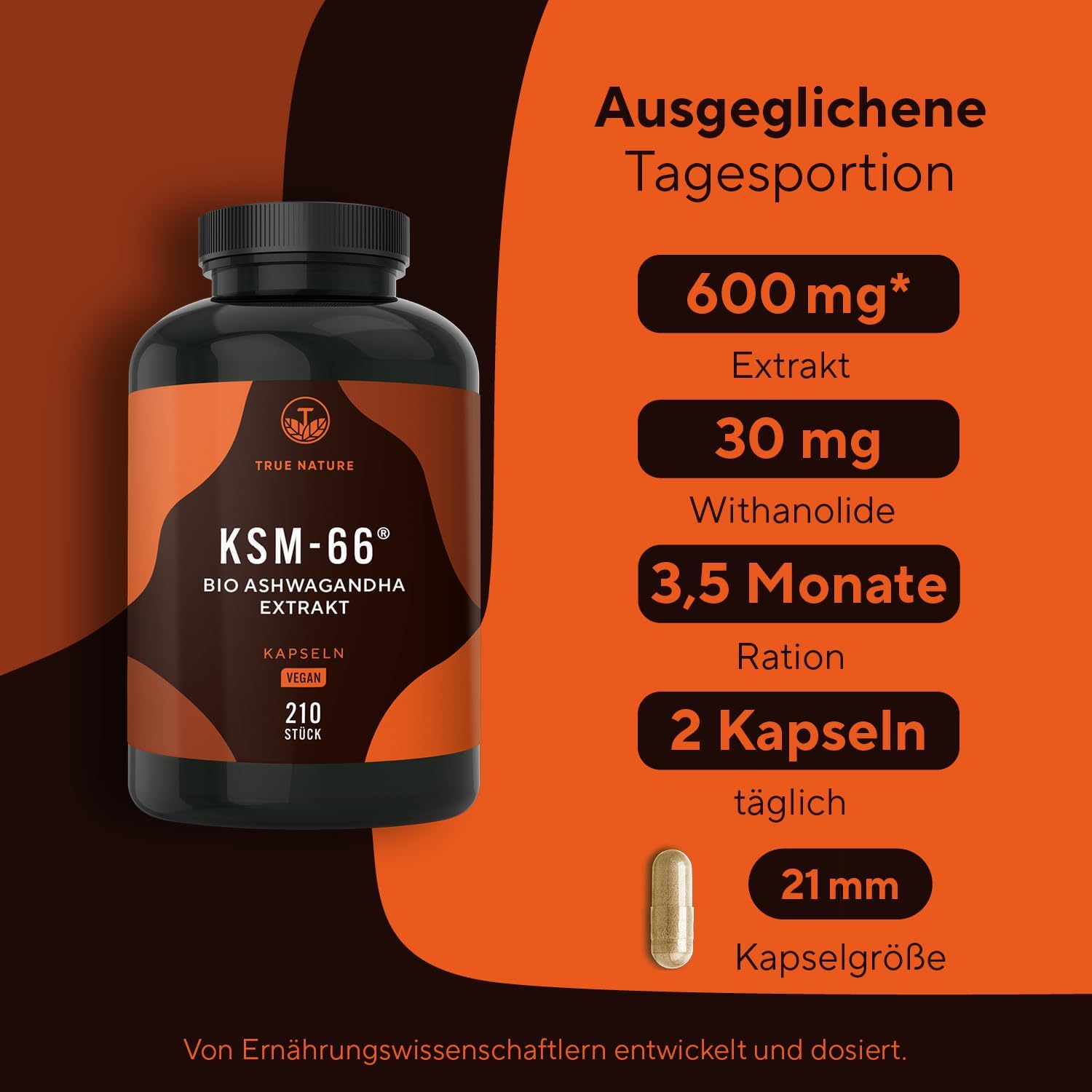 Detalle 2 de TRUE NATURE Bio Ashwagandha KSM-66 600 mg