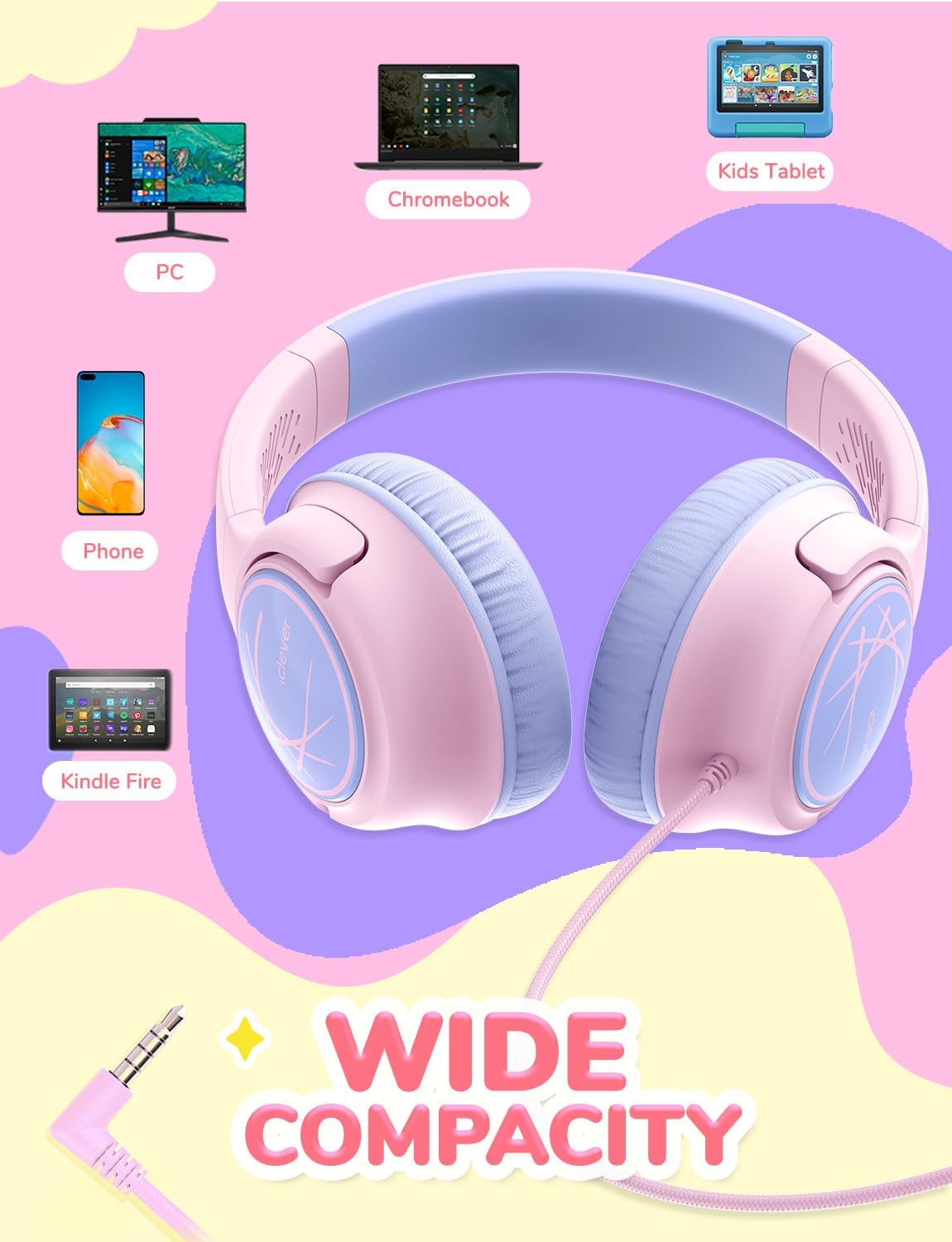 Thumbnail 6 de iClever Kinder Kopfhörer 85 dBA Sicherheit