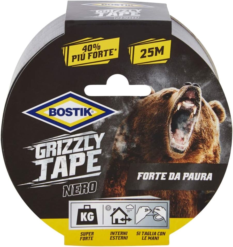 Thumbnail 1 de Bostik Grizzly Tape Nastro telato nero 25 m x 50 mm: affidabile per esterno e riparazioni temporanee