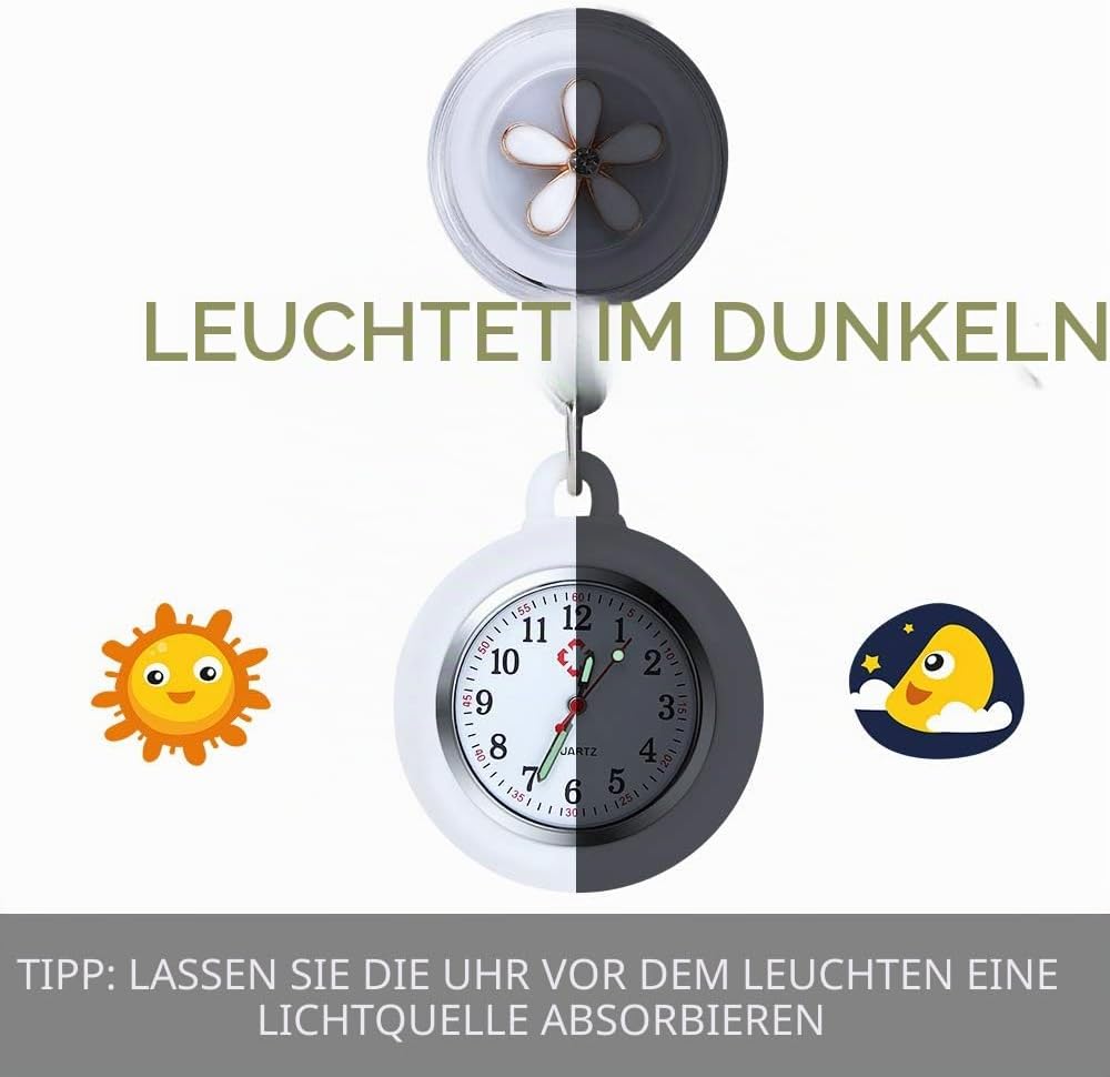Detalle 2 de Vicloon Krankenschwesteruhr mit Clip und Leuchtzeiger