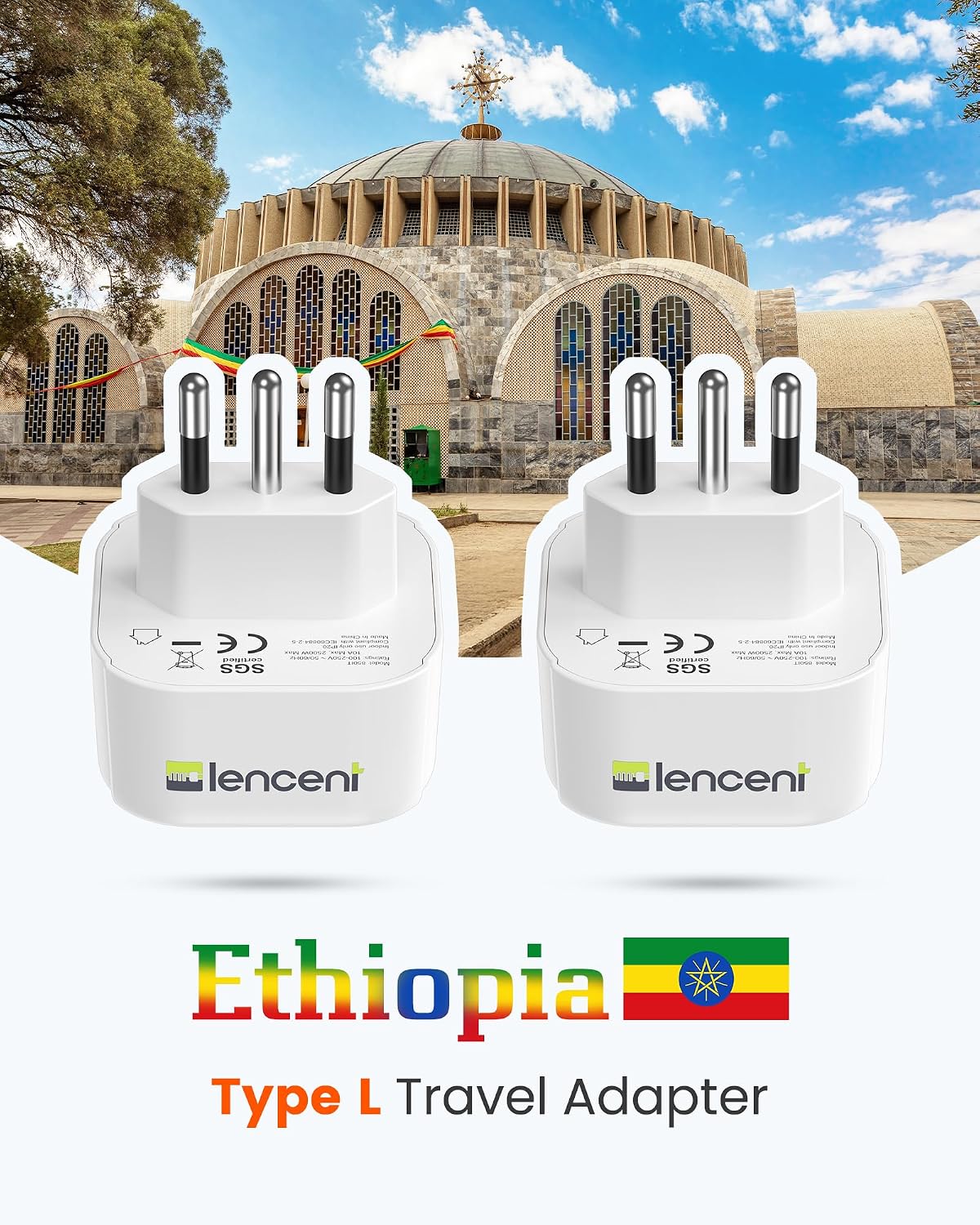Thumbnail 5 de LENCENT 2x Adaptateur Italie 2→3 🔌