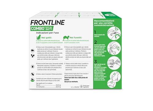 Thumbnail 1 de FRONTLINE Combo per Gatti, Gattini e Furetti – Confezione 6 Pipette da 0,5 ml, antiparassitario a lunga durata