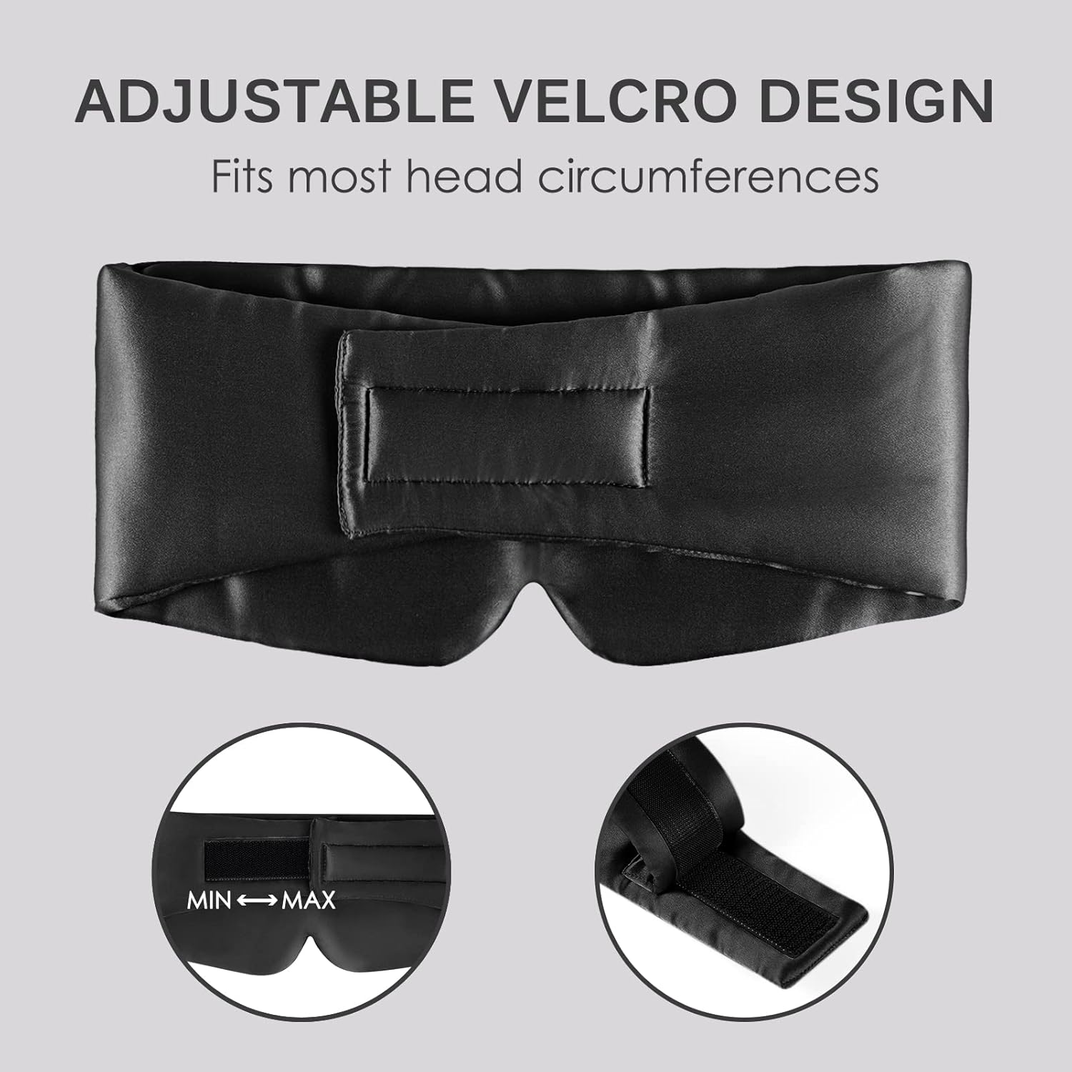 Thumbnail 5 de OLESILK Sleep Mask 100% Mulberry Silk Eye Mask (Black, Large) with Adjustable Strap
