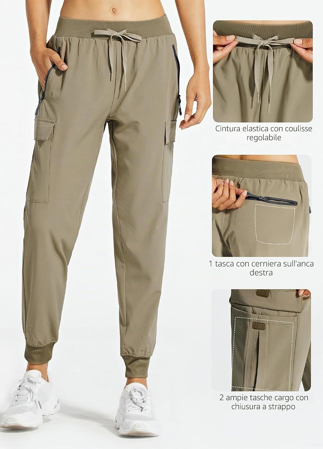 Detalle 2 de Libin Pantaloni Trekking Donna Leggeri ad Asciugatura Rapida con Zip e Tasche — Comfort e Versatilità per Esterni