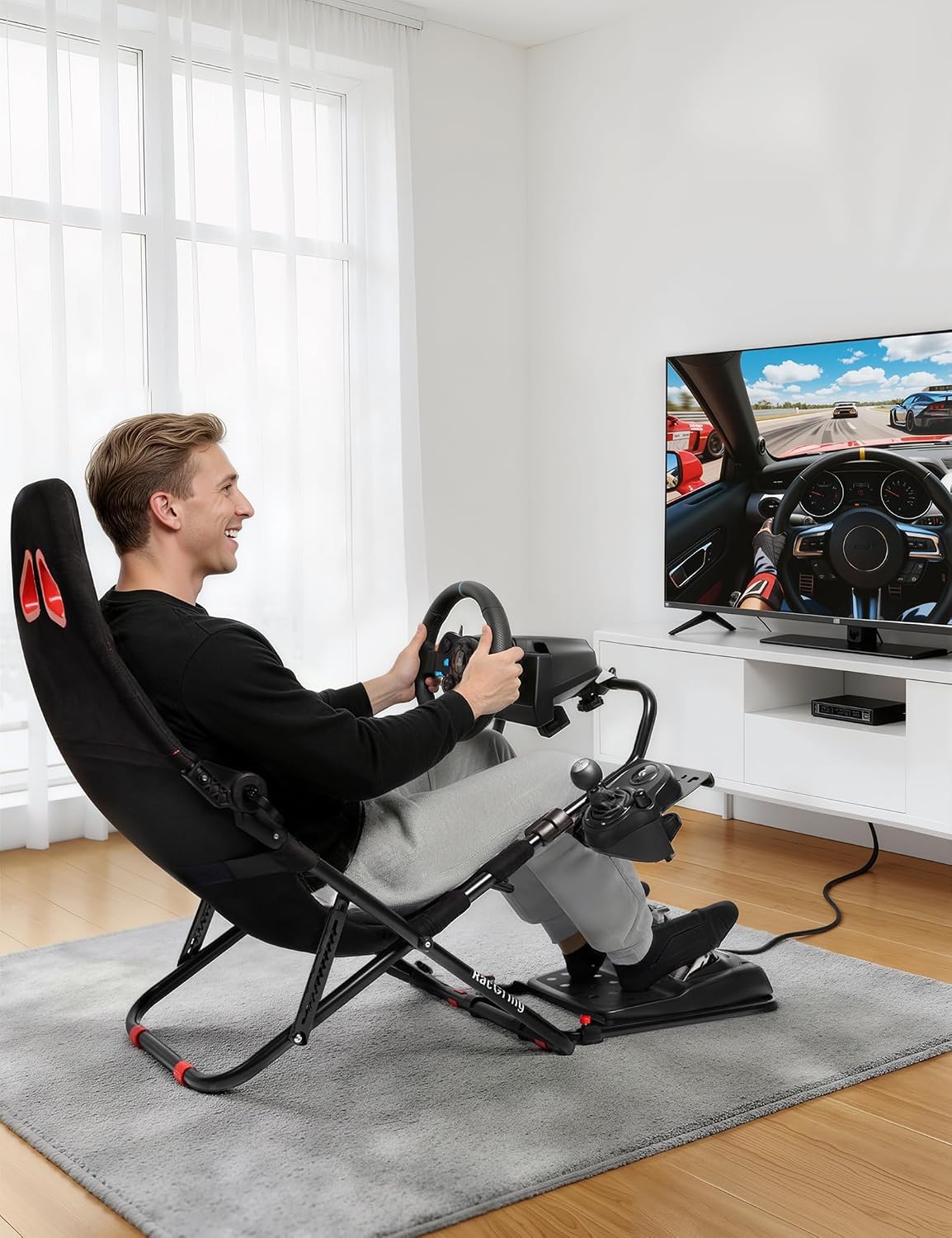 Thumbnail 6 de RACGTING Foldable Racing Simulator Cockpit, Steel Frame, Adjustable Setup