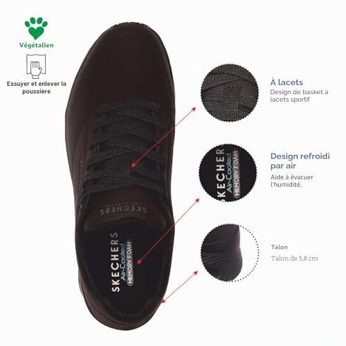 Detalle 1 de Skechers Uno Stand On Air Baskets Homme – Noir Durabuck, 44 EU