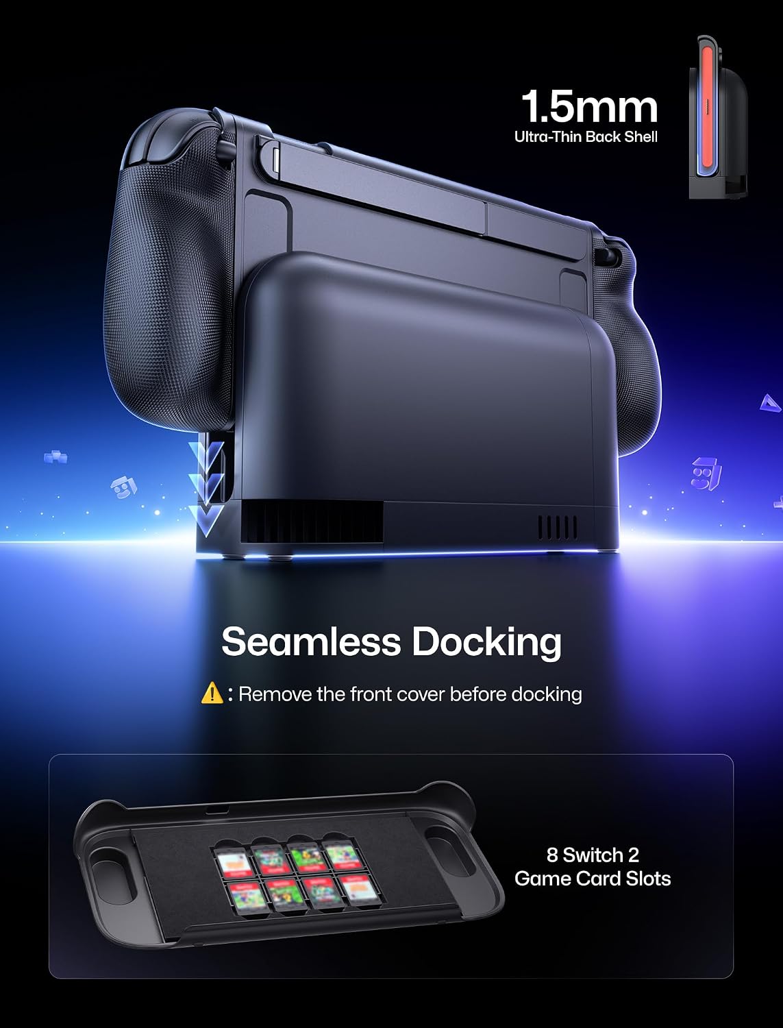 Detalle 2 de JSAUX PC0118A Dockable Switch 2 Case with Split Grip and Folding Stand