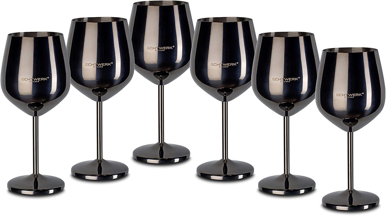 Detalle de ECHTWERK czarne kieliszki do wina ze stali nierdzewnej, 500 ml, zestaw 6 szt.