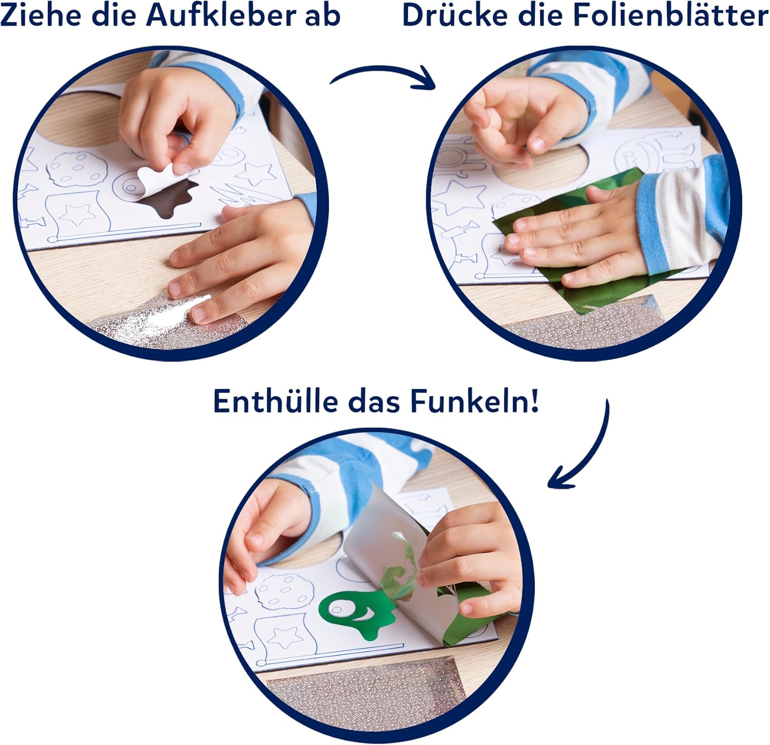Detalle 1 de Skillmatics Folienspaß Weltraum – Schmutzfreie Bastelaktivität für 4–9 Jahre