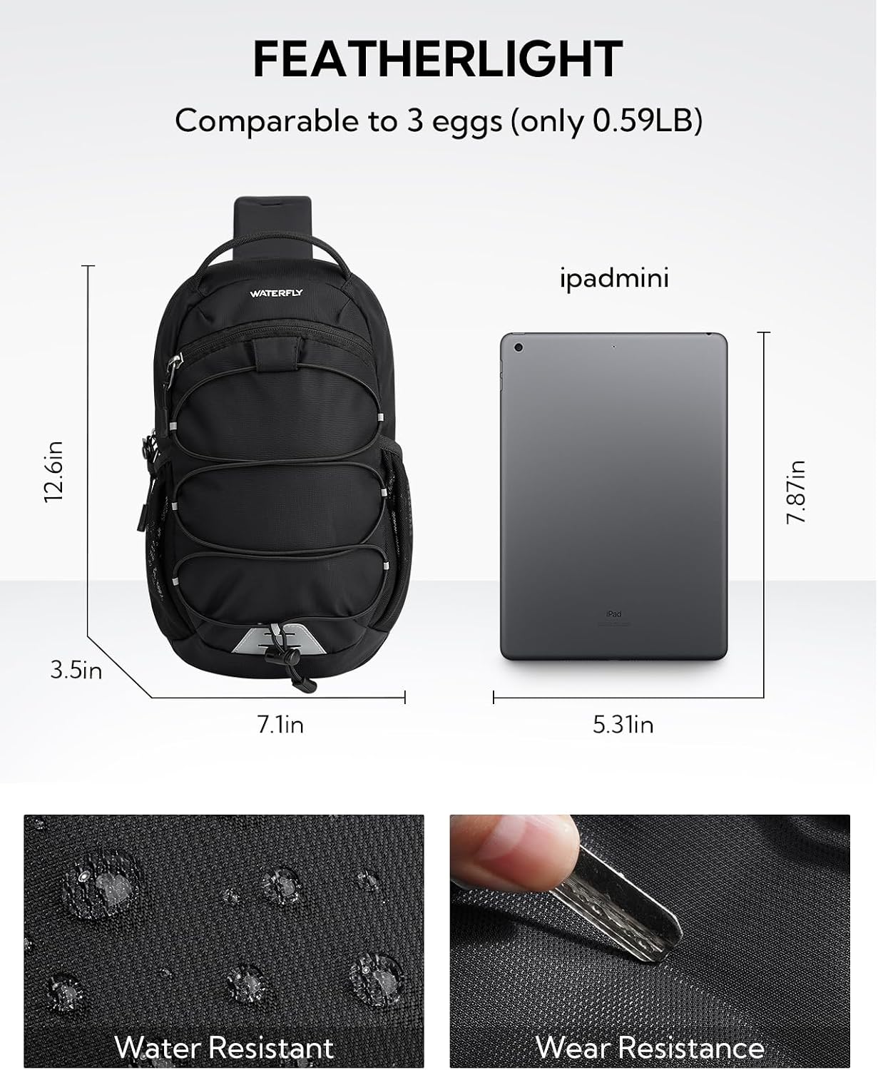 Thumbnail 5 de Waterfly Small Crossbody Sling Bag: RFID Blocking Anti-Theft Chest Pack for Travel, Hiking and Everyday Use