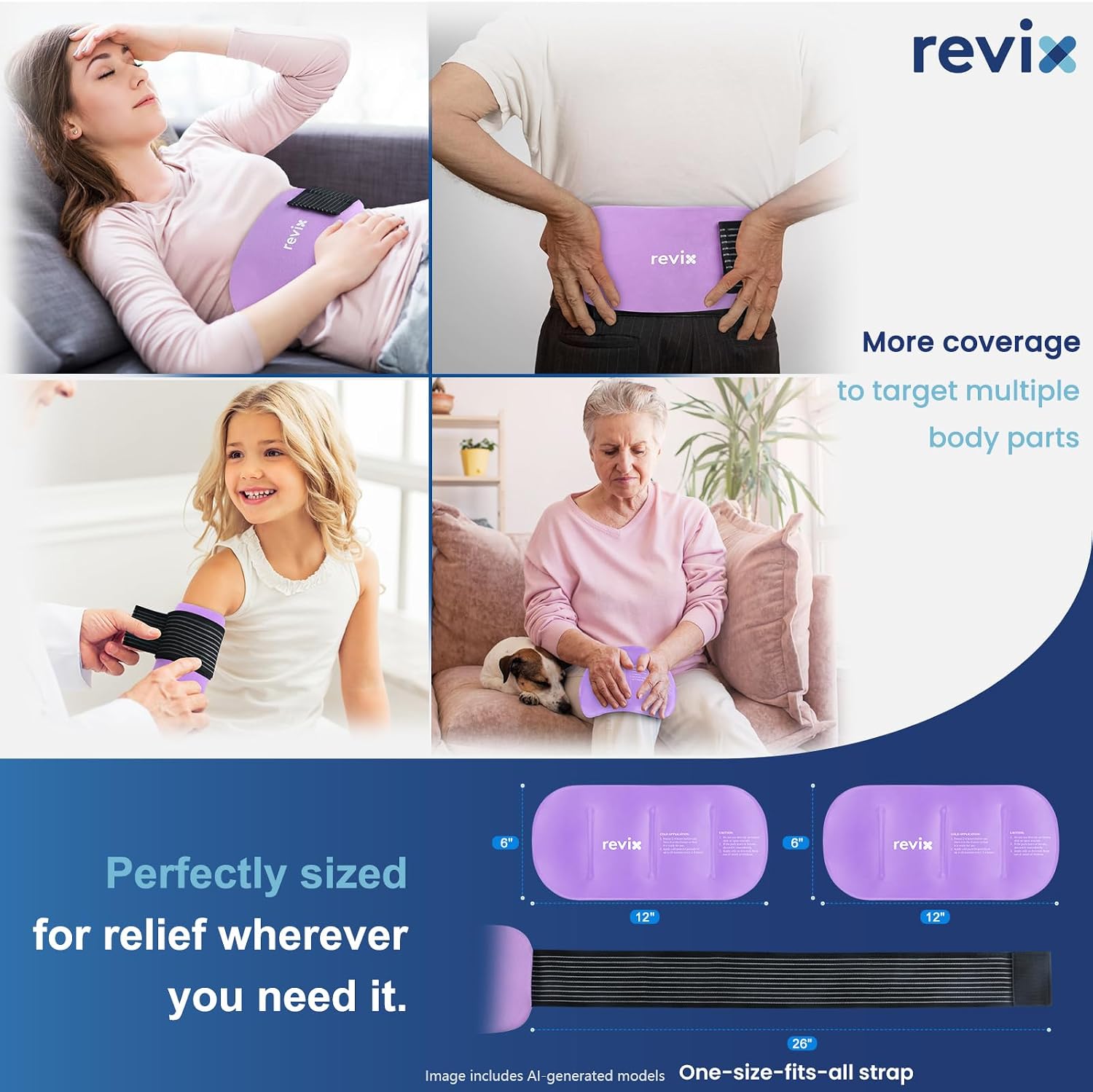 Detalle 1 de REVIX Reusable Gel Ice Packs 12" x 6