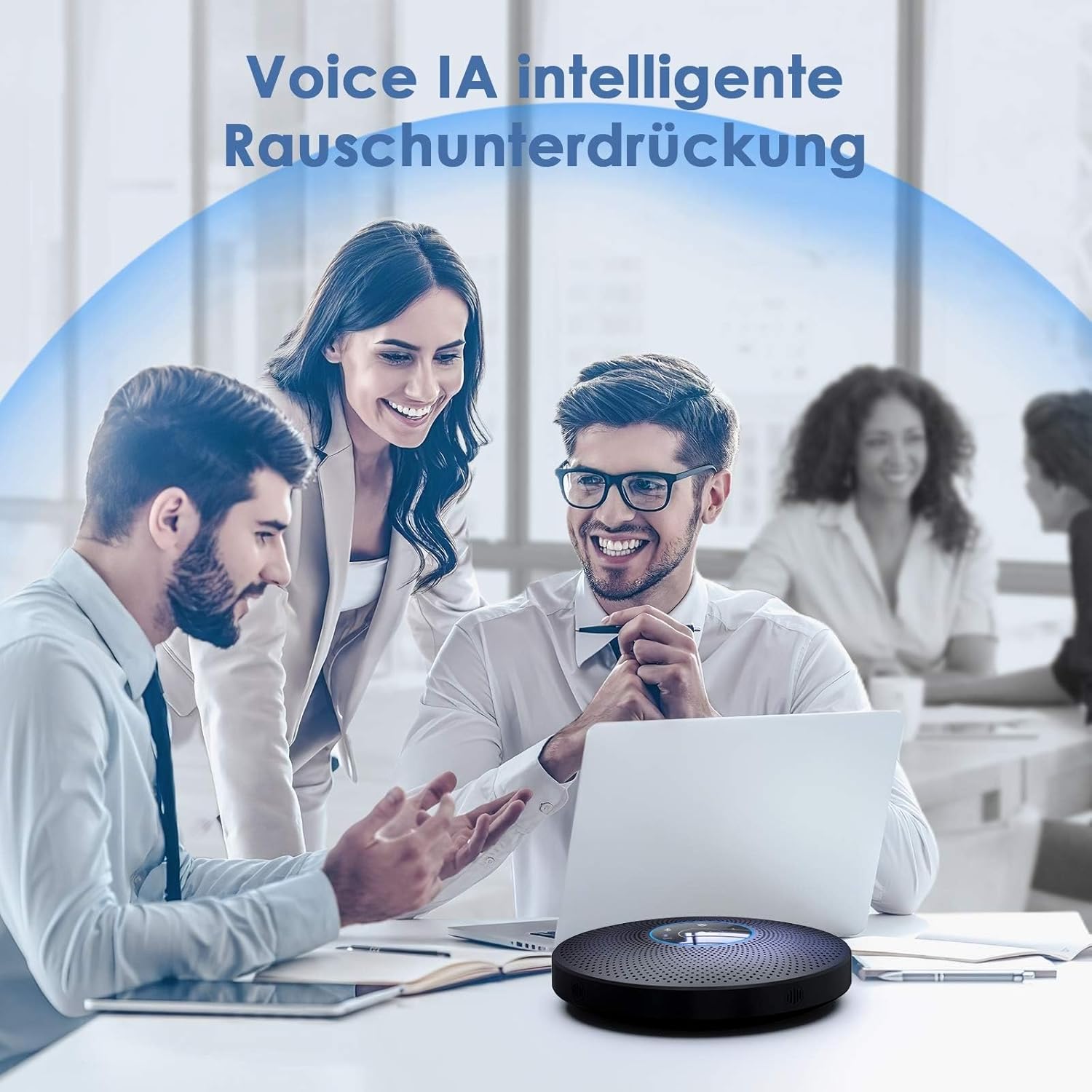 Thumbnail 6 de EMEET Bluetooth Konferenzlautsprecher M2 Max – USB Freisprecheinrichtung mit 4 Richtmikrofonen für Teams & Zoom