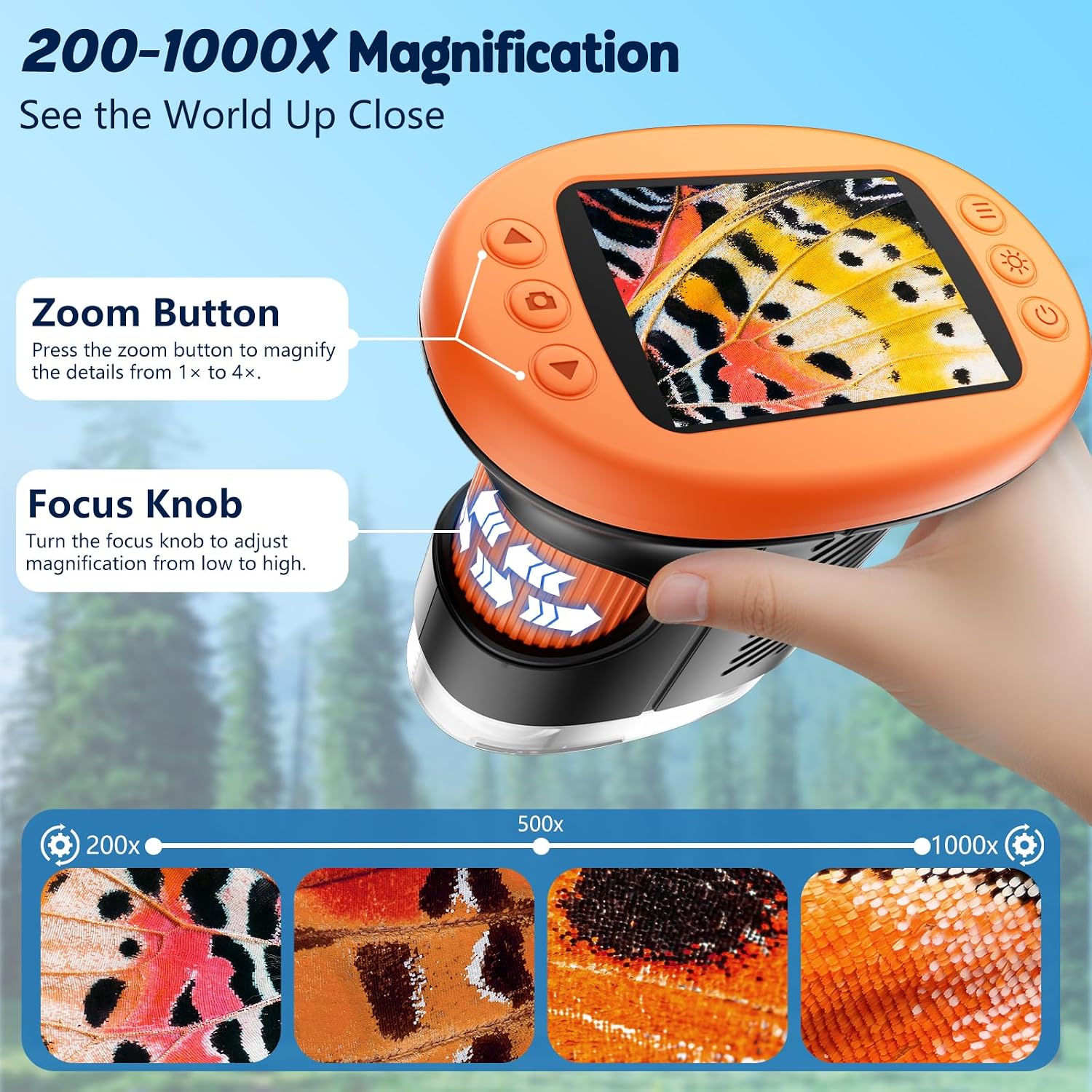 Thumbnail 4 de Odatay 1000X Handheld Microscope 2.4" Screen