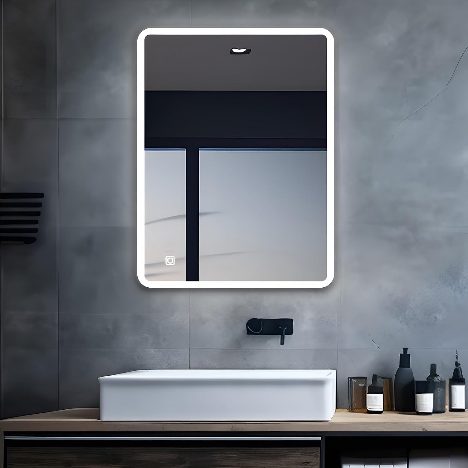Detalle de MIQU Specchio da Bagno LED 1200 x 700 mm con Luce Fredda, Anti-Appannamento e Controllo Touch