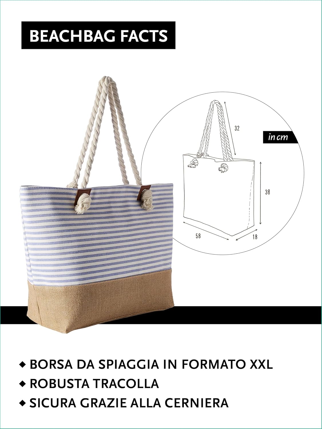 Detalle 2 de DonDon Grande borsa da spiaggia idrorepellente