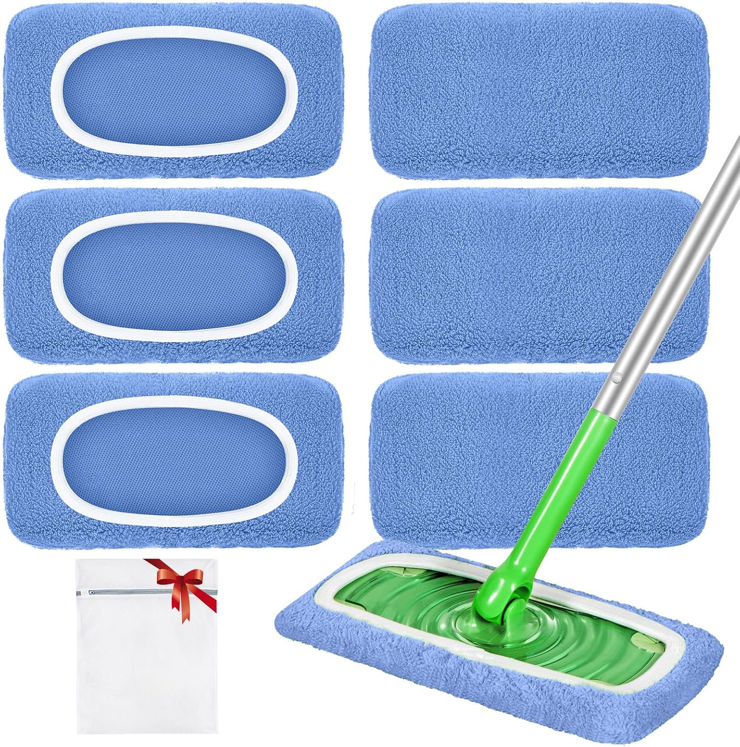 Detalle de Reusable Mop Pads for Swiffer Sweeper Mop (6-Pack, Blue)