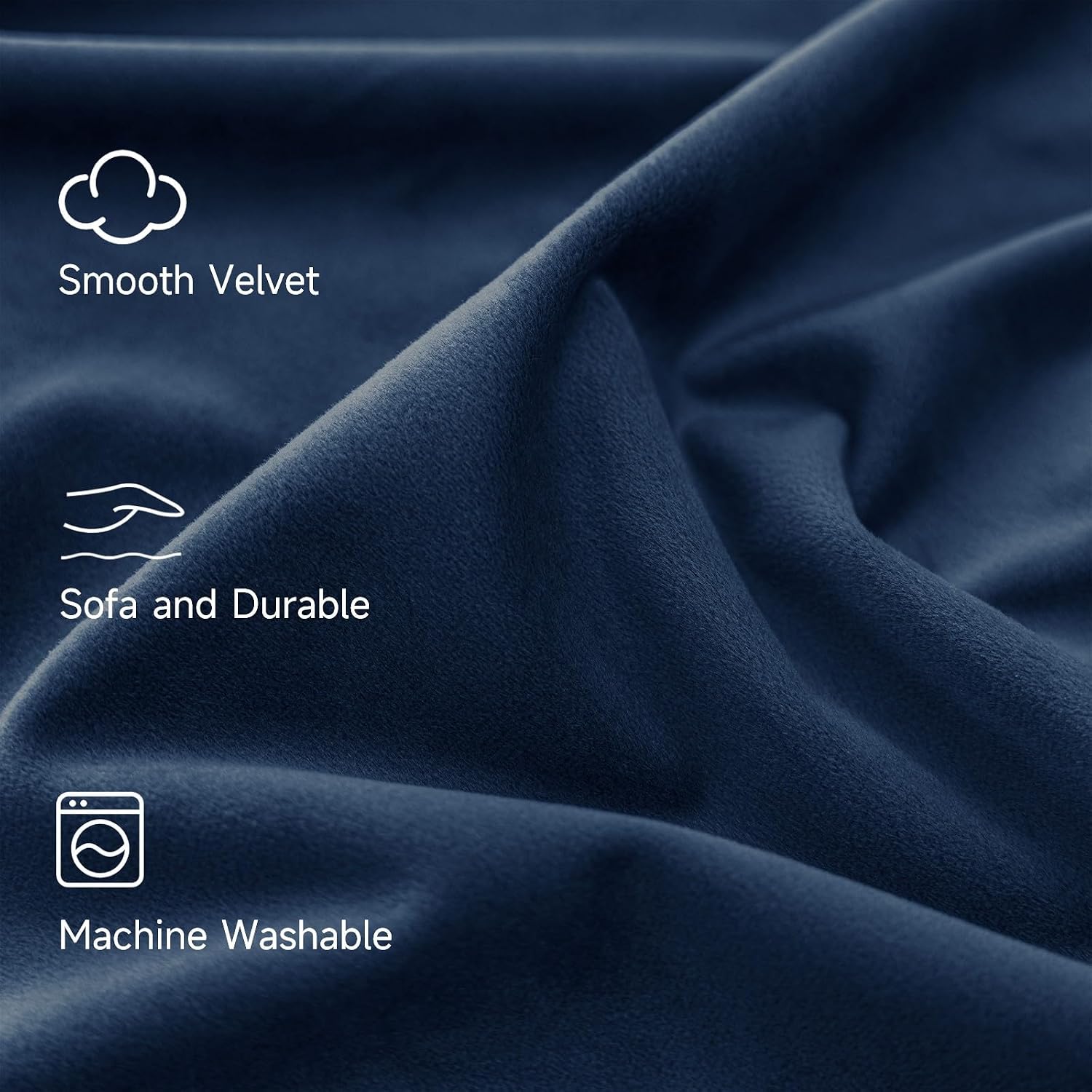 Detalle de Ystyle Rideau occultant en velours, lot de 2 panneaux 140x280 cm, bleu foncé