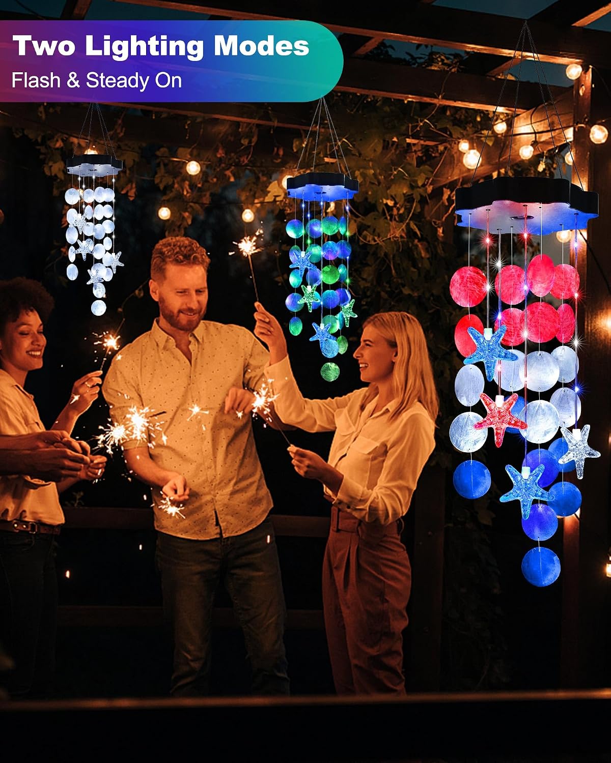 Detalle de Toodour Solar Wind Chime with Natural Seashells