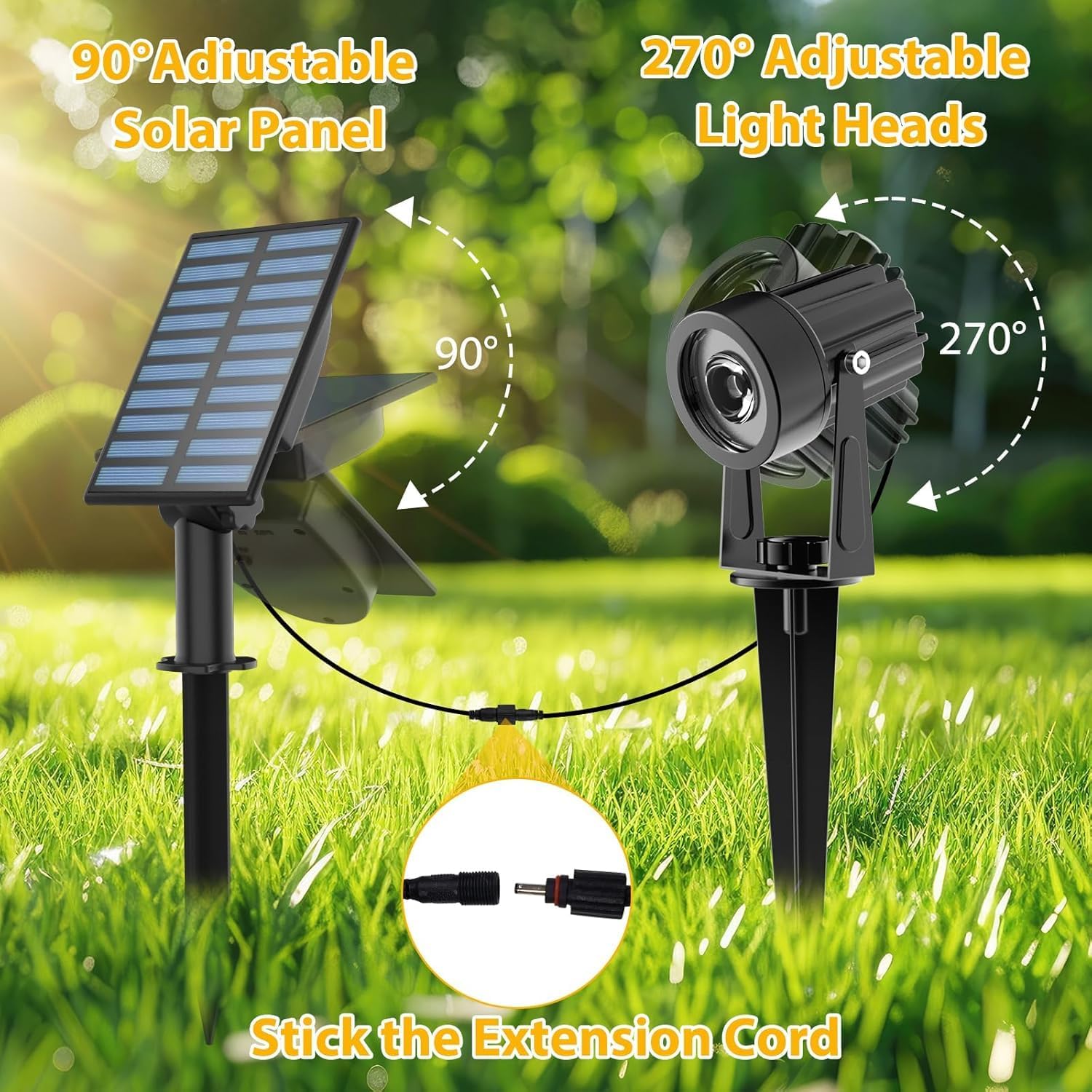 Detalle 2 de CORESLUX LED Solar Spot Lights for Outdoors – 6000K White Light, IP65 Waterproof Garden Uplighters