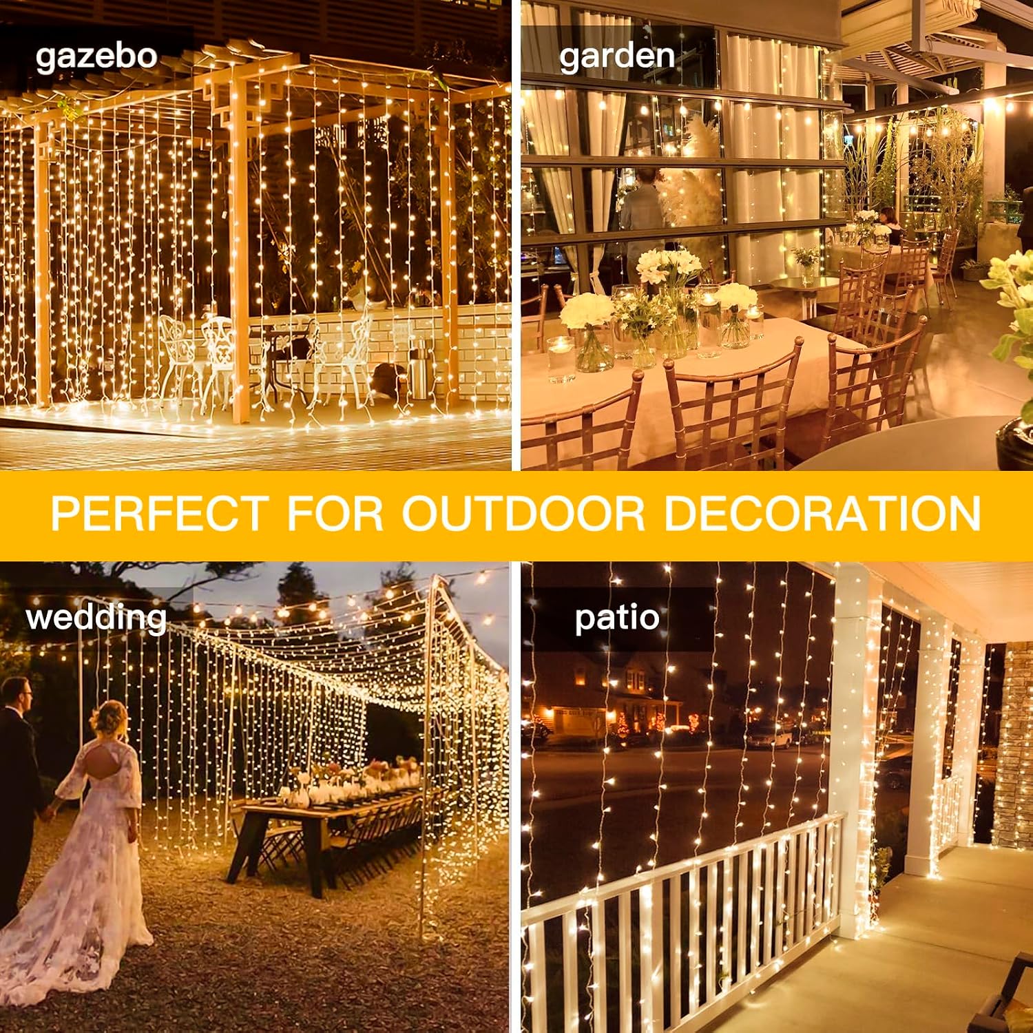 Detalle de Ollny Curtain Fairy Lights, 300LED 3m x 3m Waterfall Hanging String Lights