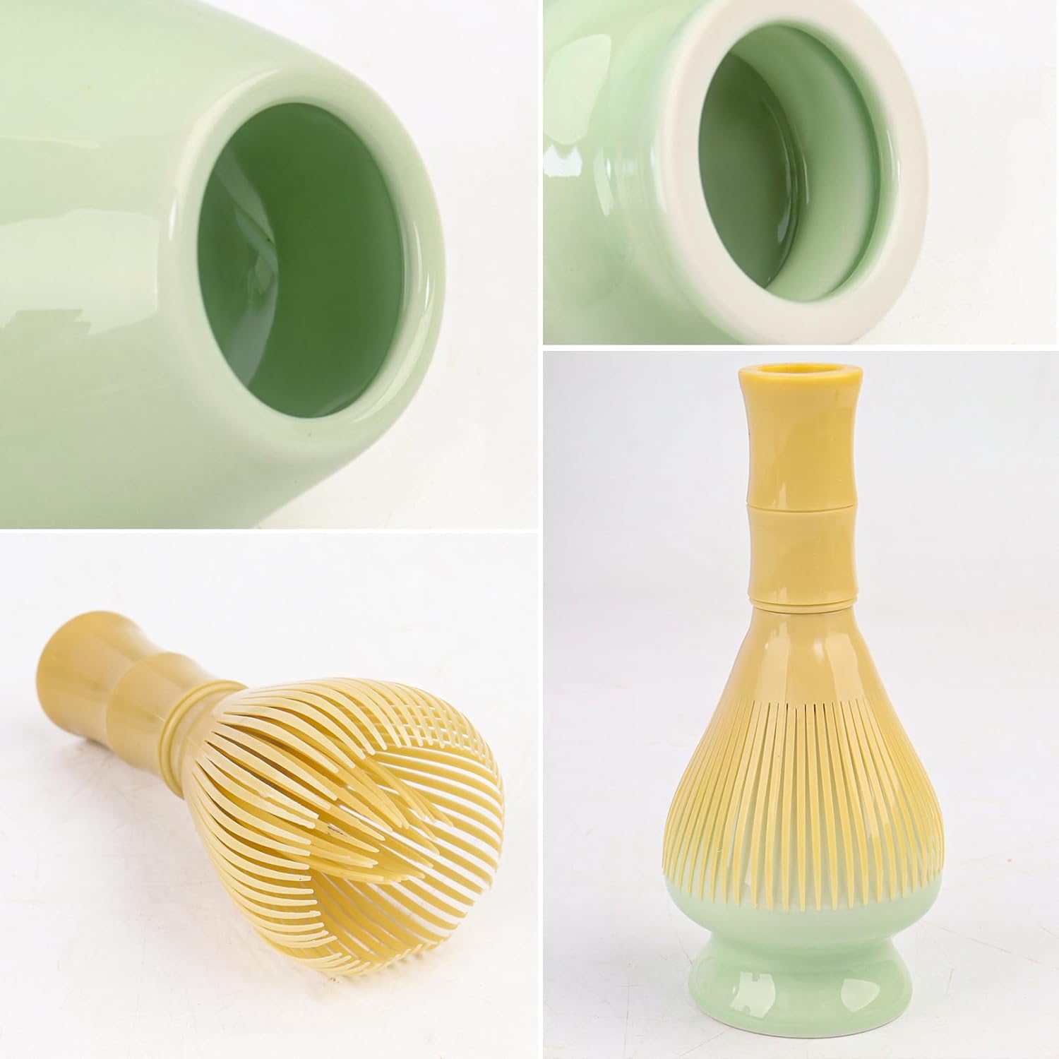 Thumbnail 2 de Nwvuop 4‑Piece Matcha Tea Set with Whisk, Spoon and Ceramic Holder (Khaki, Apple Green)