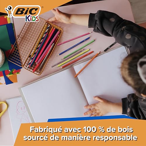 Detalle de BIC Kids Smooth Crayons – Pack de 54 couleurs sur bois responsable (standard, métallique, pastel et néon)