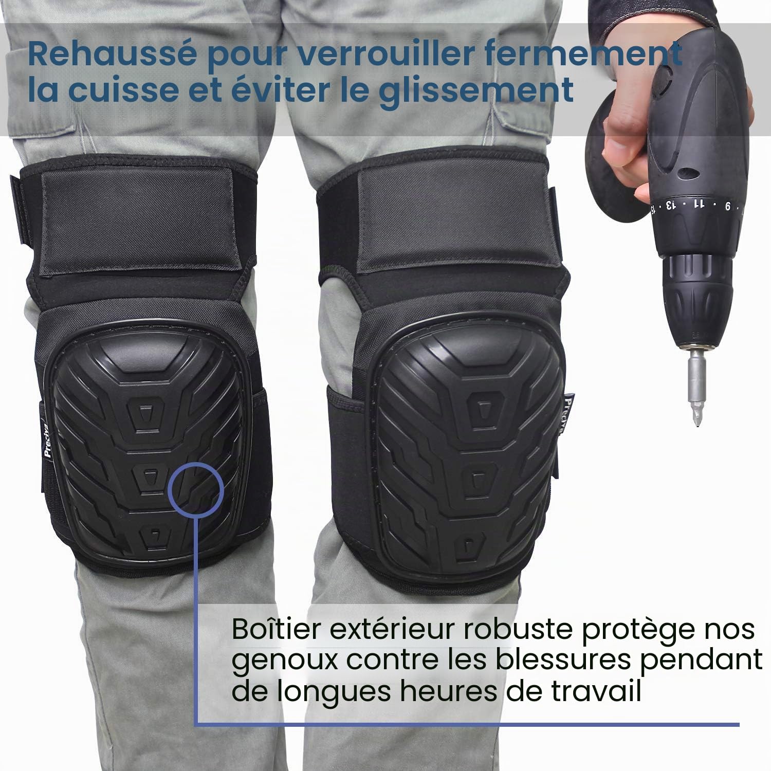 Thumbnail 3 de Preciva Genouillères Professionnelles Heavy Duty avec Gel et Mousse EVA – Confort et Protection pour la Construction