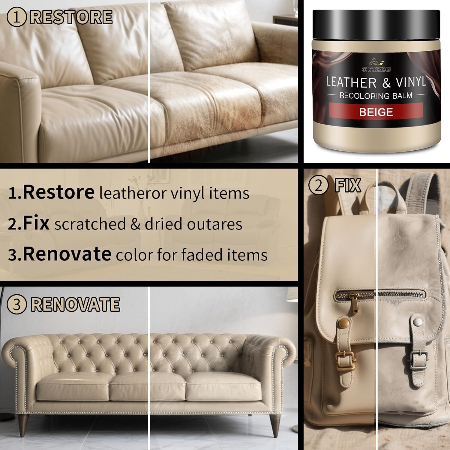Detalle de SHABEIBEI Leather Recoloring Balm 1 Kit