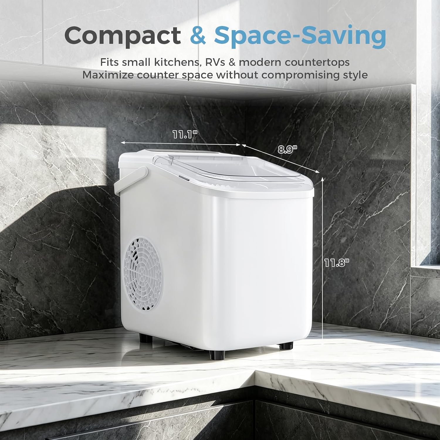 Detalle 2 de KMFurnila Countertop Ice Maker, 26 lb Daily Capacity