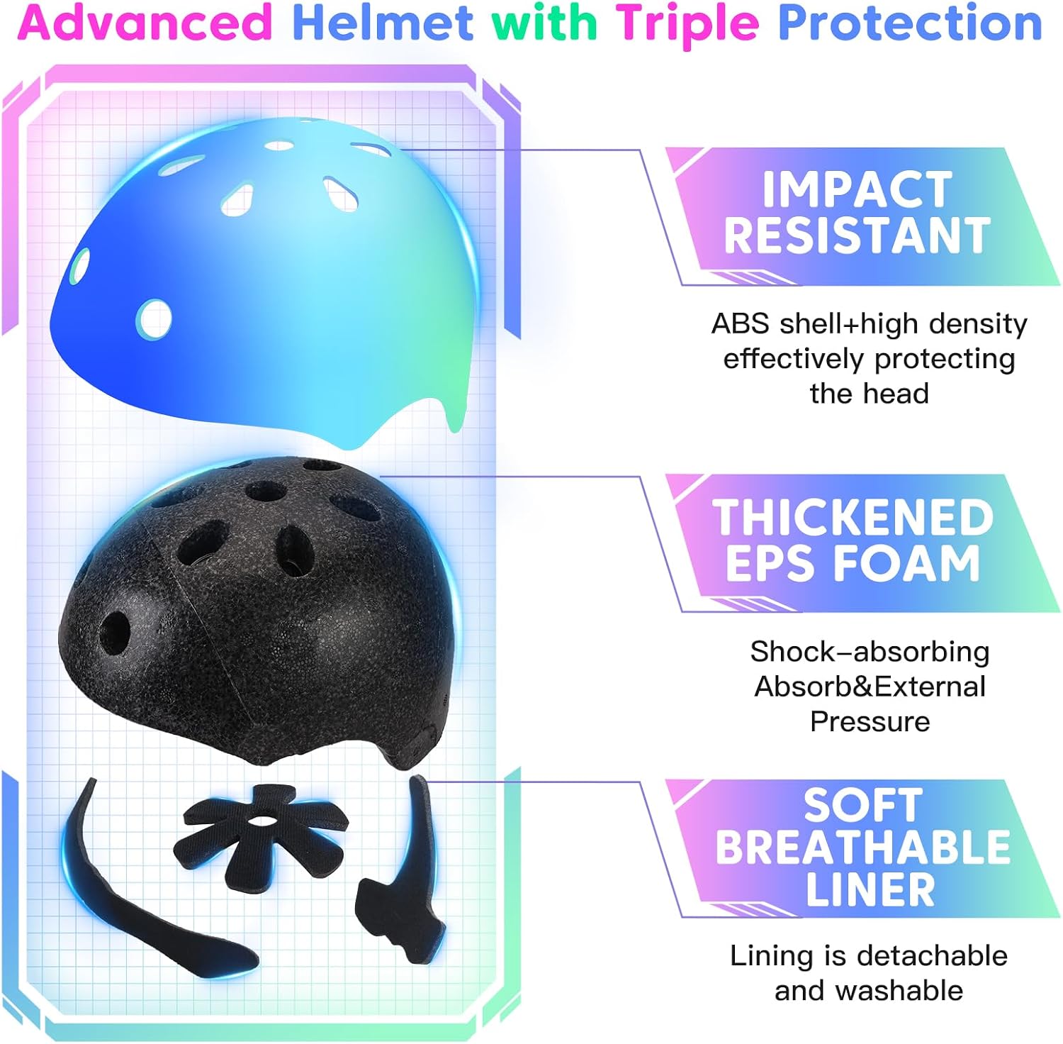 Thumbnail 1 de ArgoHome MD-710-S-Blue Kids Bike Helmet Set with Adjustable Fit and Pads