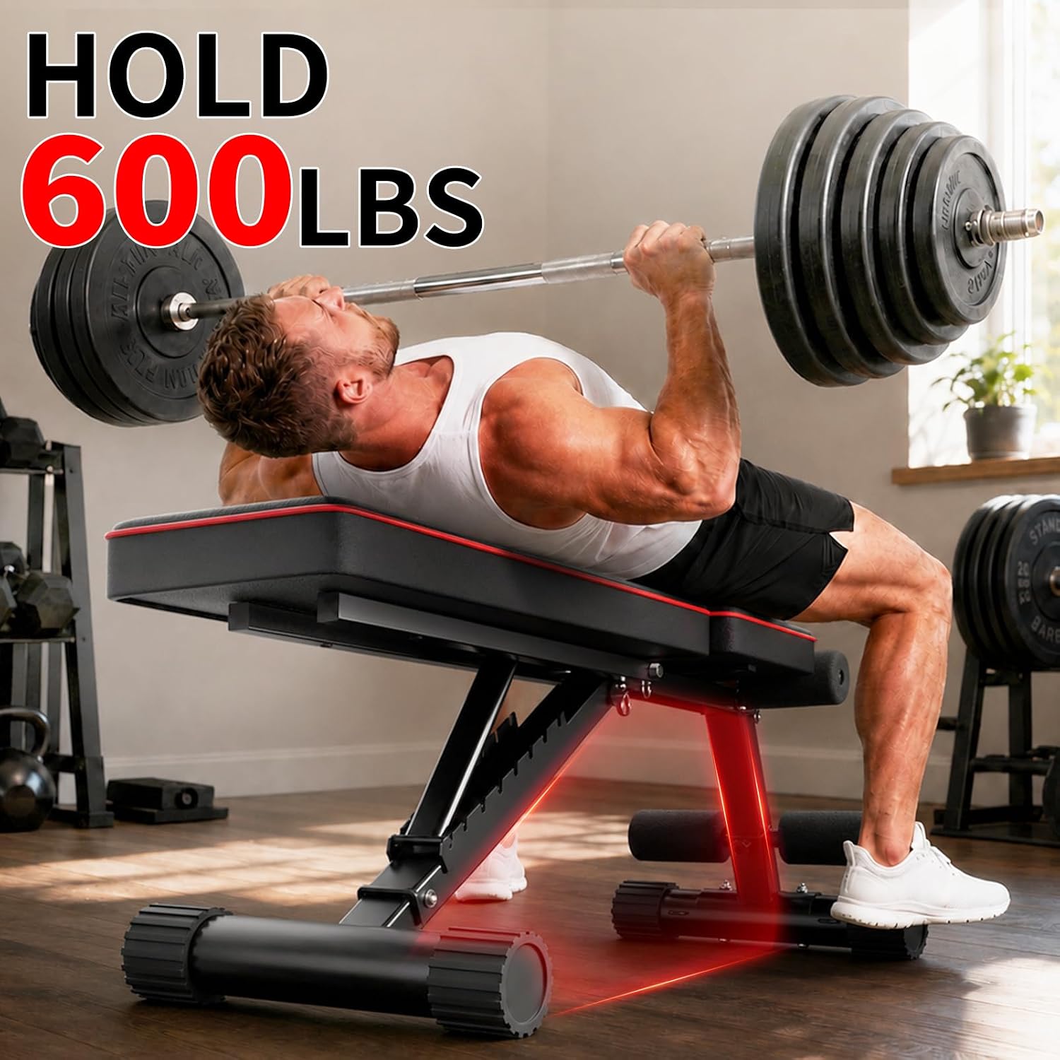 Detalle 2 de FitinOne FIT-002 Adjustable Folding Weight Bench, 660 lb Capacity, Carbon Steel