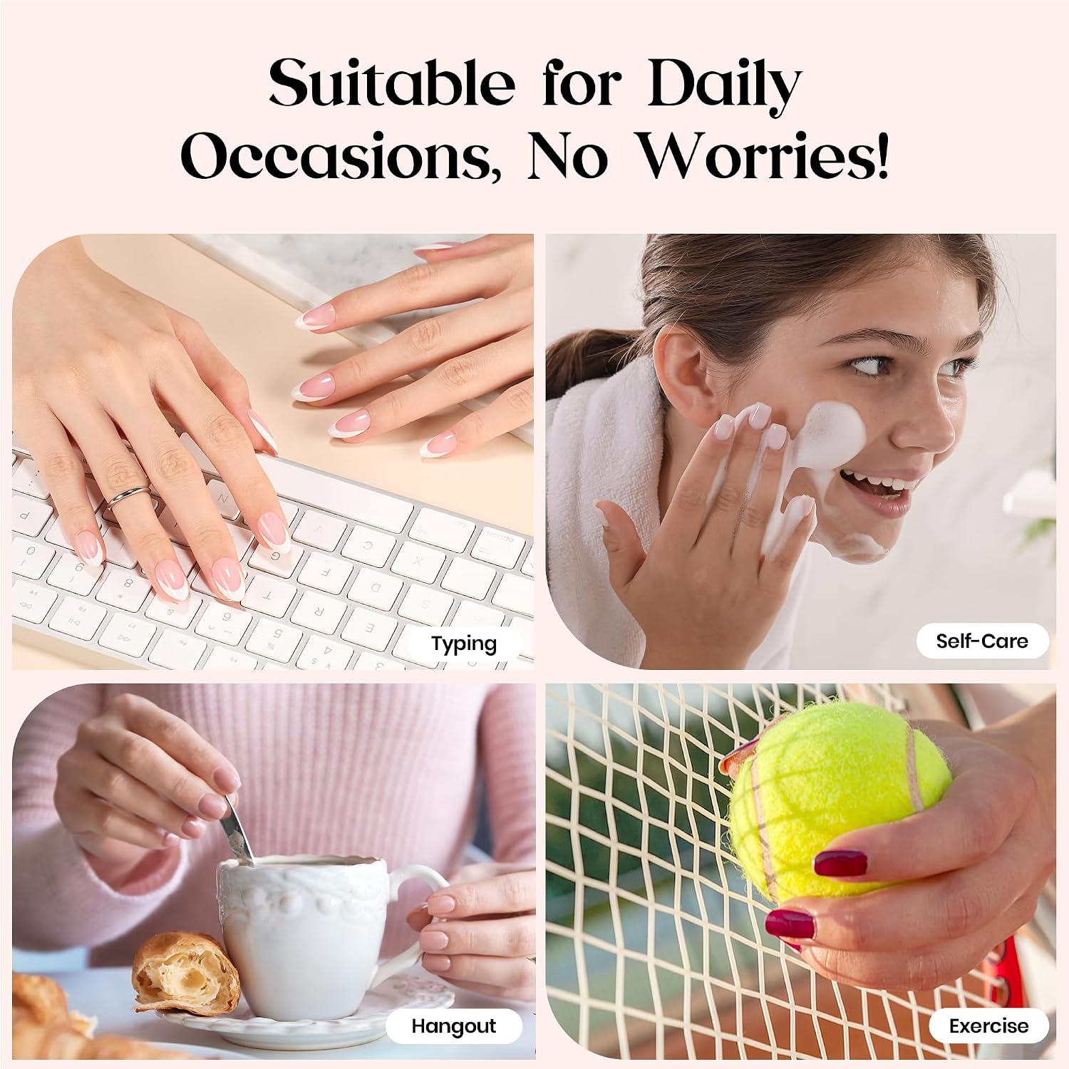 Thumbnail 6 de Beetles X Press Plus Gel Nails Kit (Glow French) — 150 Press-On Nails in 15 Sizes + Mini Nail Lamp
