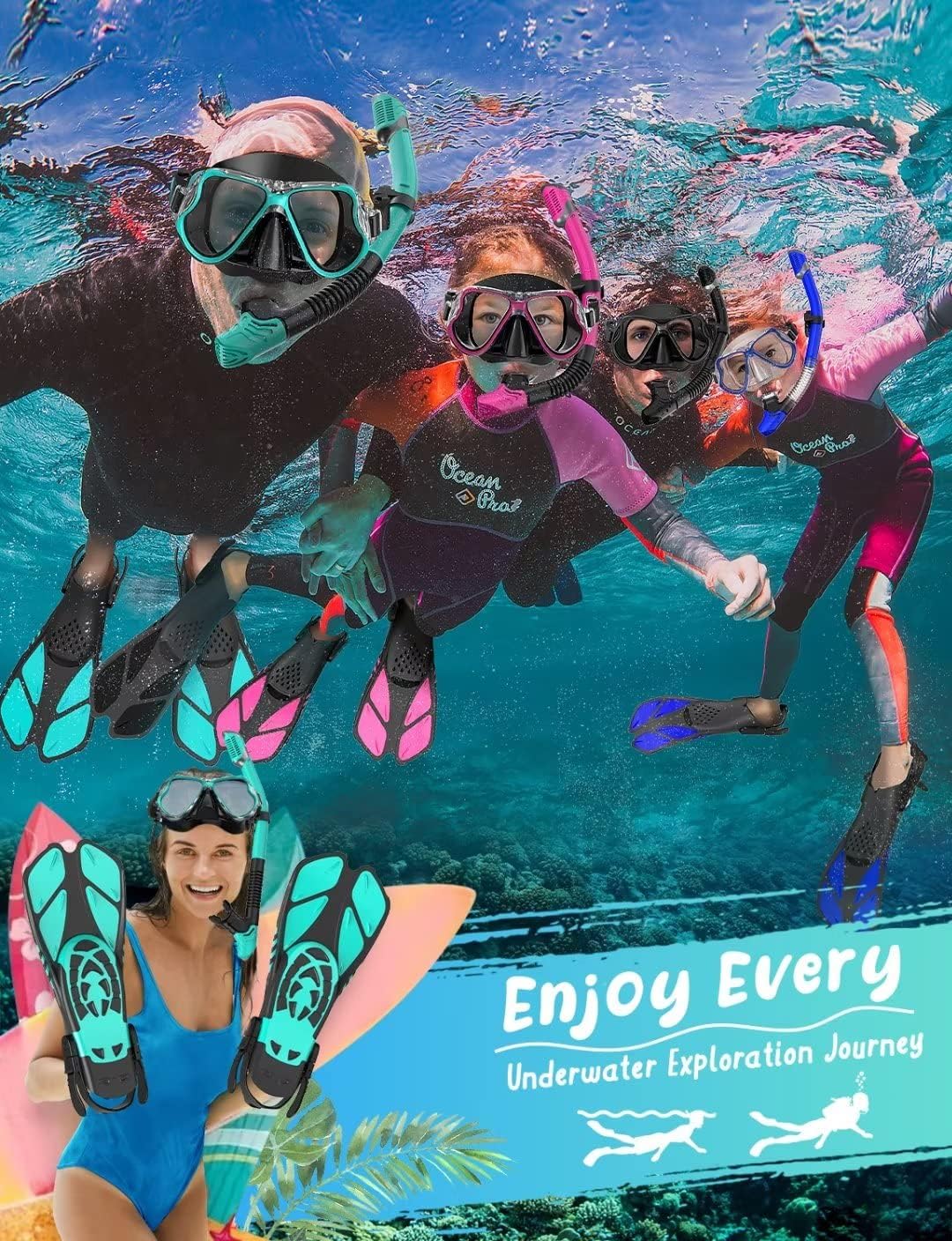 Thumbnail 6 de Zenoplige Mask Fins Snorkel Set: Panoramic Mask, Dry-Top Snorkel & Adjustable Fins