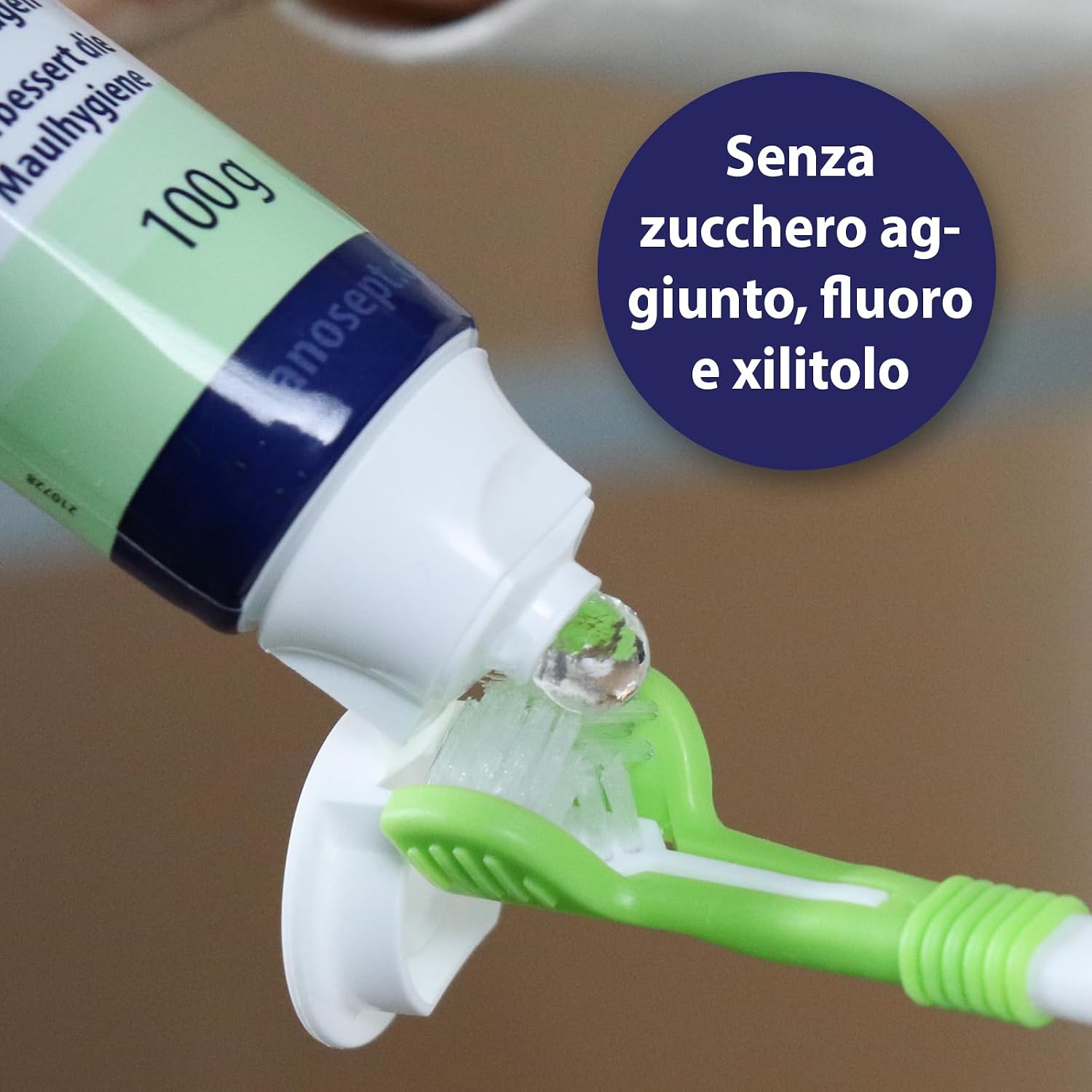Detalle de Canosept dentifricio per cani 100g: pulizia denti cane e alito fresco, senza zuccheri, fluoro o xilitolo