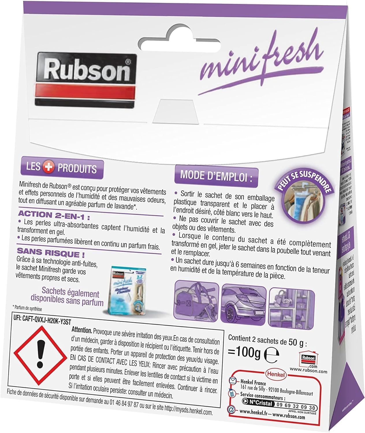 Thumbnail 1 de Rubson Absorbeur d’Humidité Minifresh Parfum Lavande – 2 sachets de 50 g