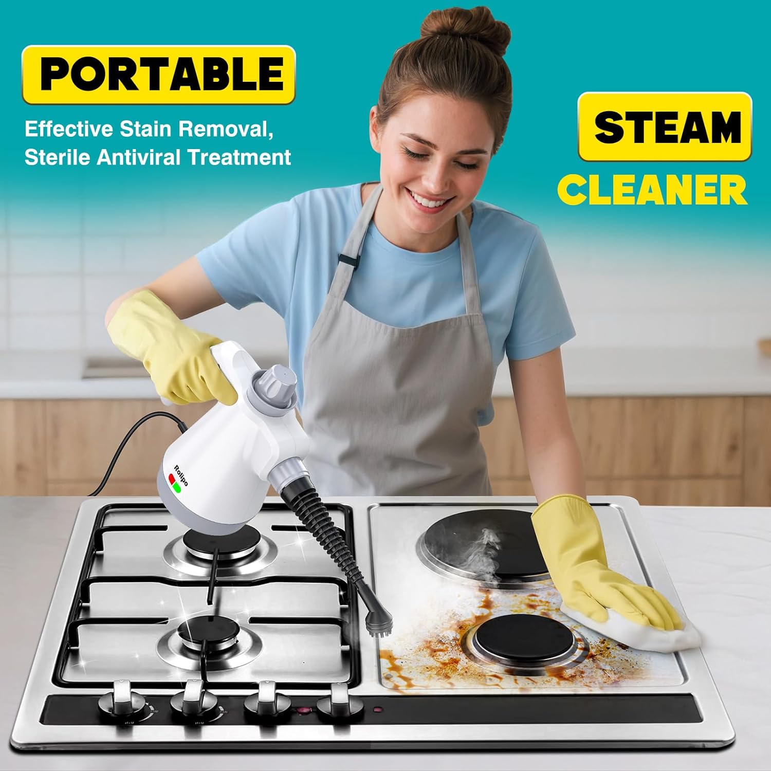 Thumbnail 3 de Rolipo Handheld Steam Cleaner (1050W) with 12 Accessories & Safety Lock
