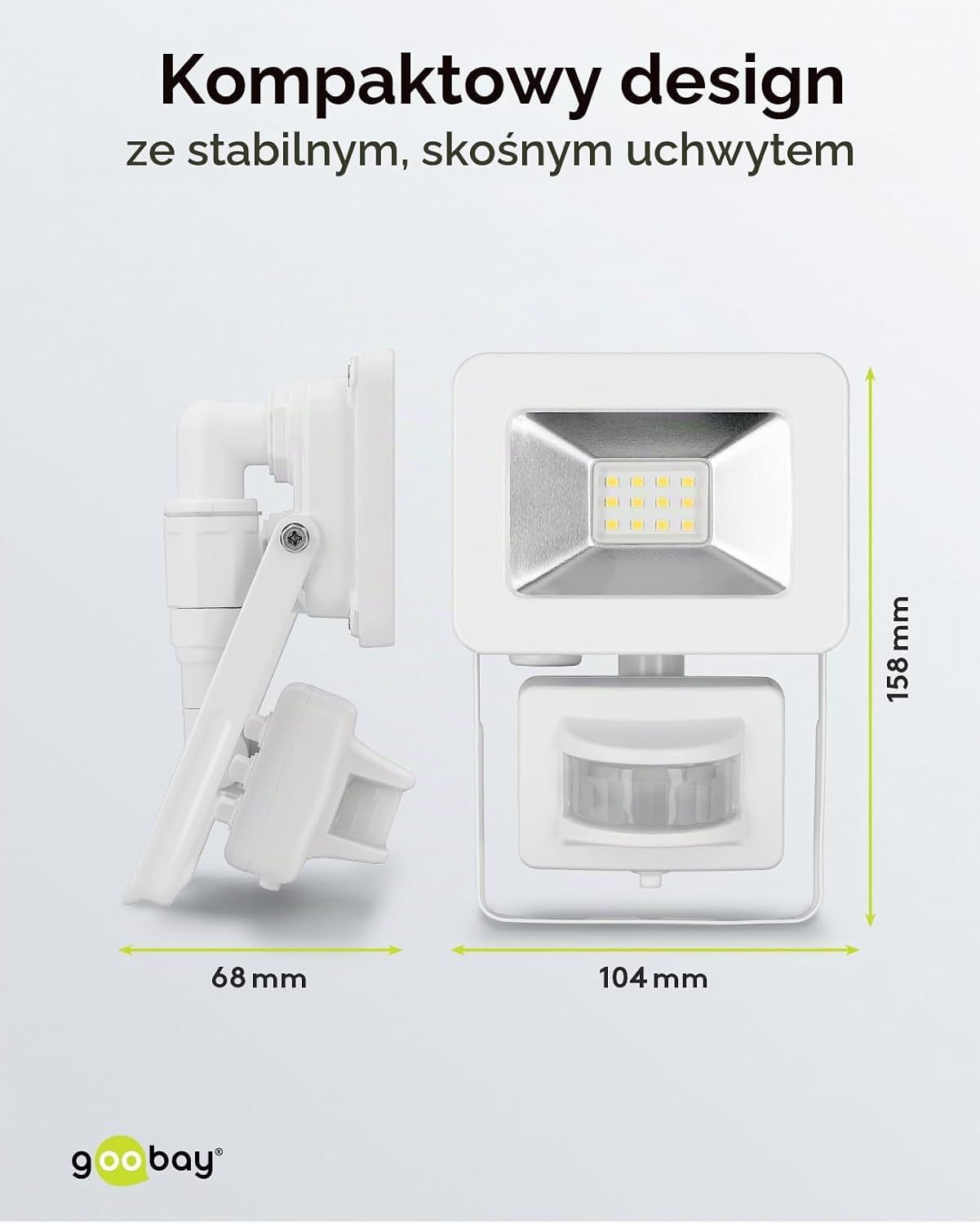 Detalle de goobay 53878 reflektor LED 10 W, 850 lm, z czujnikiem ruchu IP44