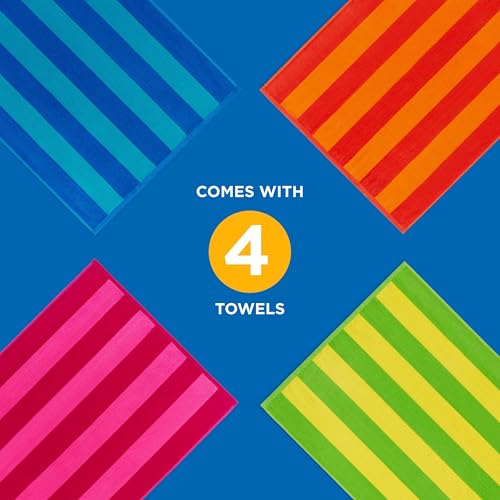 Thumbnail 6 de Kaufman Soft Oversized Beach Towels (4 Pack) – 29" x 58" Velour Striped Cotton Towels